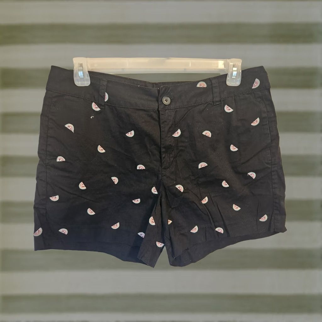Vintage St Johns Bay Shorts Size 16 Black Embroidered Watermelon Women's Size 38" / US 16 / IT 52 - 1 Thumbnail