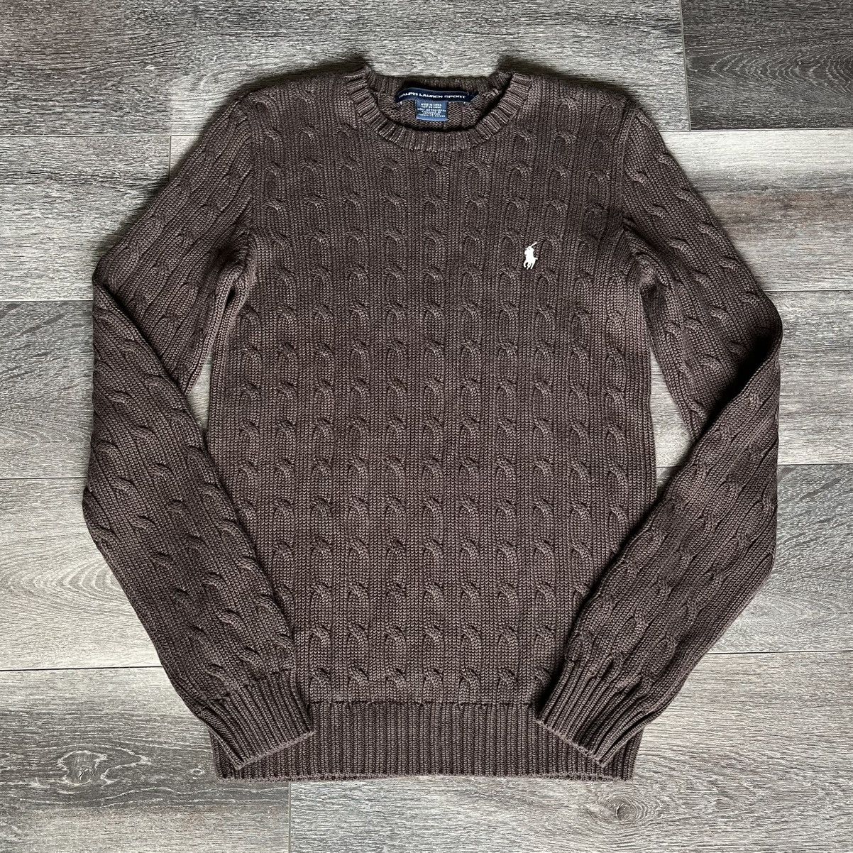 Polo Ralph Lauren Vintage 90s Polo Ralph Lauren Sport Cable Knit Sweater Logo Size L / US 10 / IT 46 - 1 Thumbnail