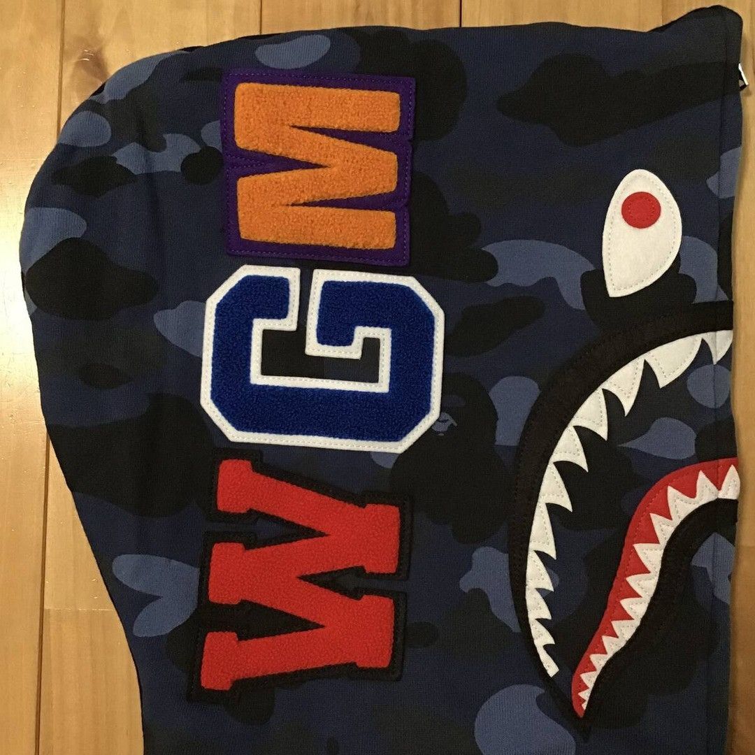 Bape BAPE Blue camo x black shark full zip hoodie a bathing ape Size US M / EU 48-50 / 2 - 4 Thumbnail