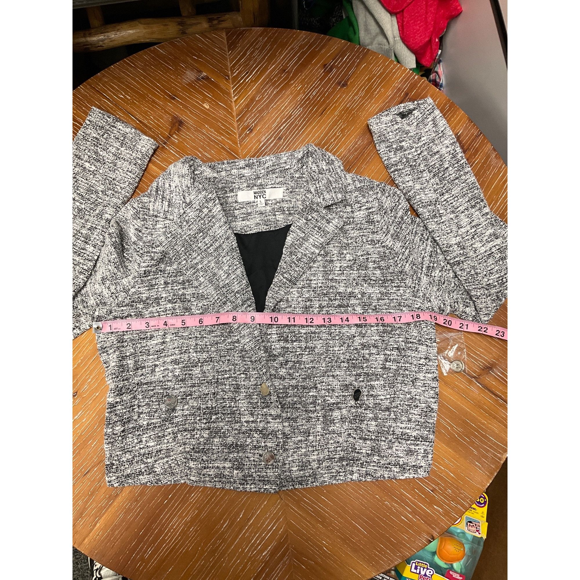 Madden NYC Madden NYC Womens Cropped Tweed Blazer Jacket With Button Fr Size S / US 4 / IT 40 - 9 Thumbnail