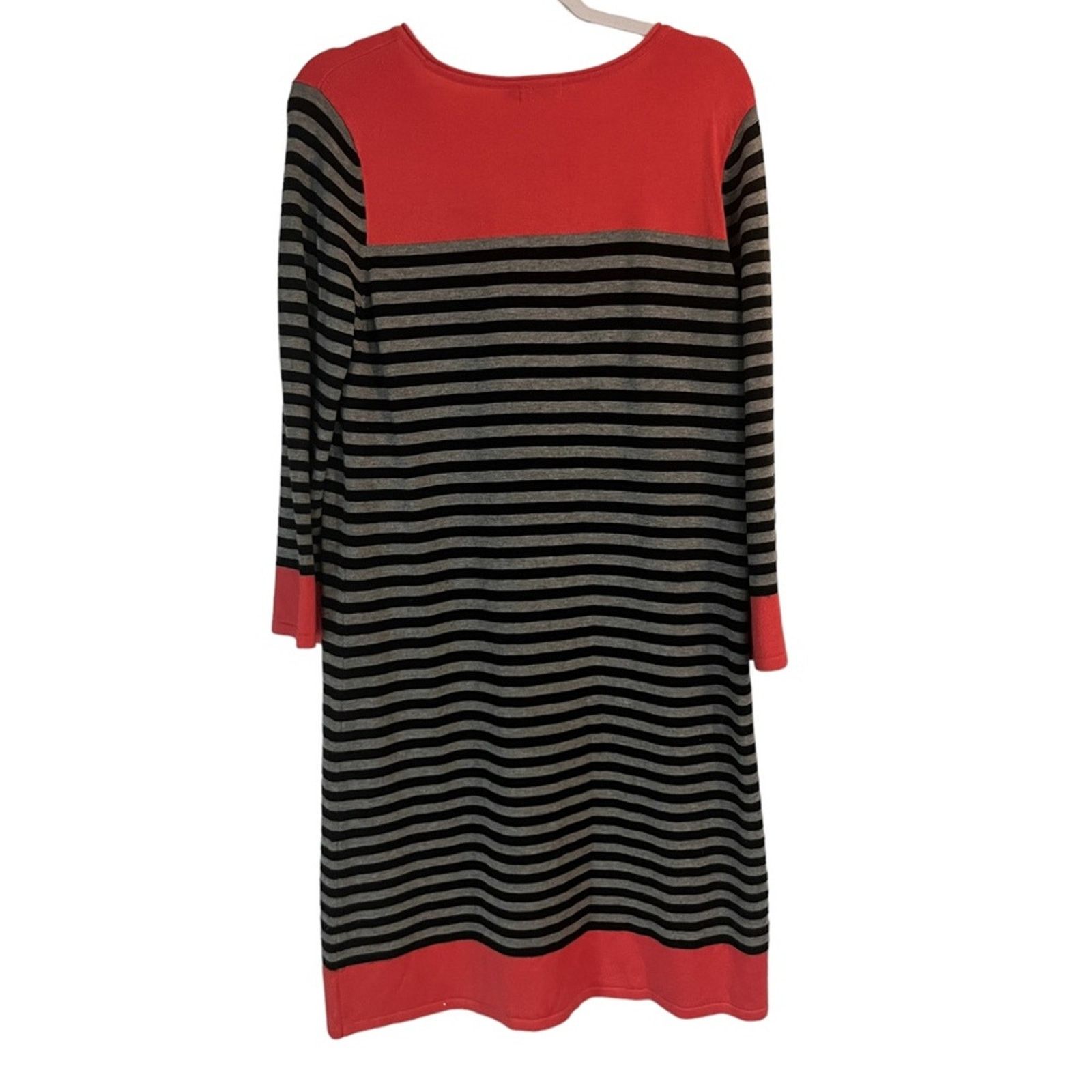 Elizabeth and James Eliza J Sweater Dress-Colorblock Striped Black Coral Gray Size L / US 10 / IT 46 - 2 Thumbnail