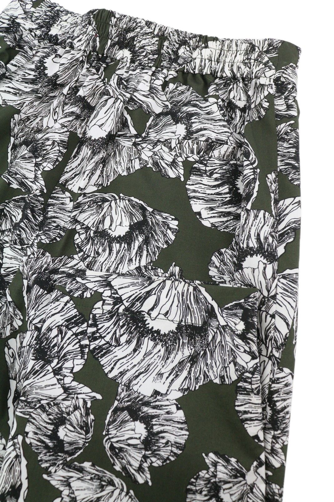 MAX&Co. EU34 Khaki Floral Print Cotton Elastic Waist Cropped 88902 Size 24" / US 00 / IT 34 - 6 Thumbnail