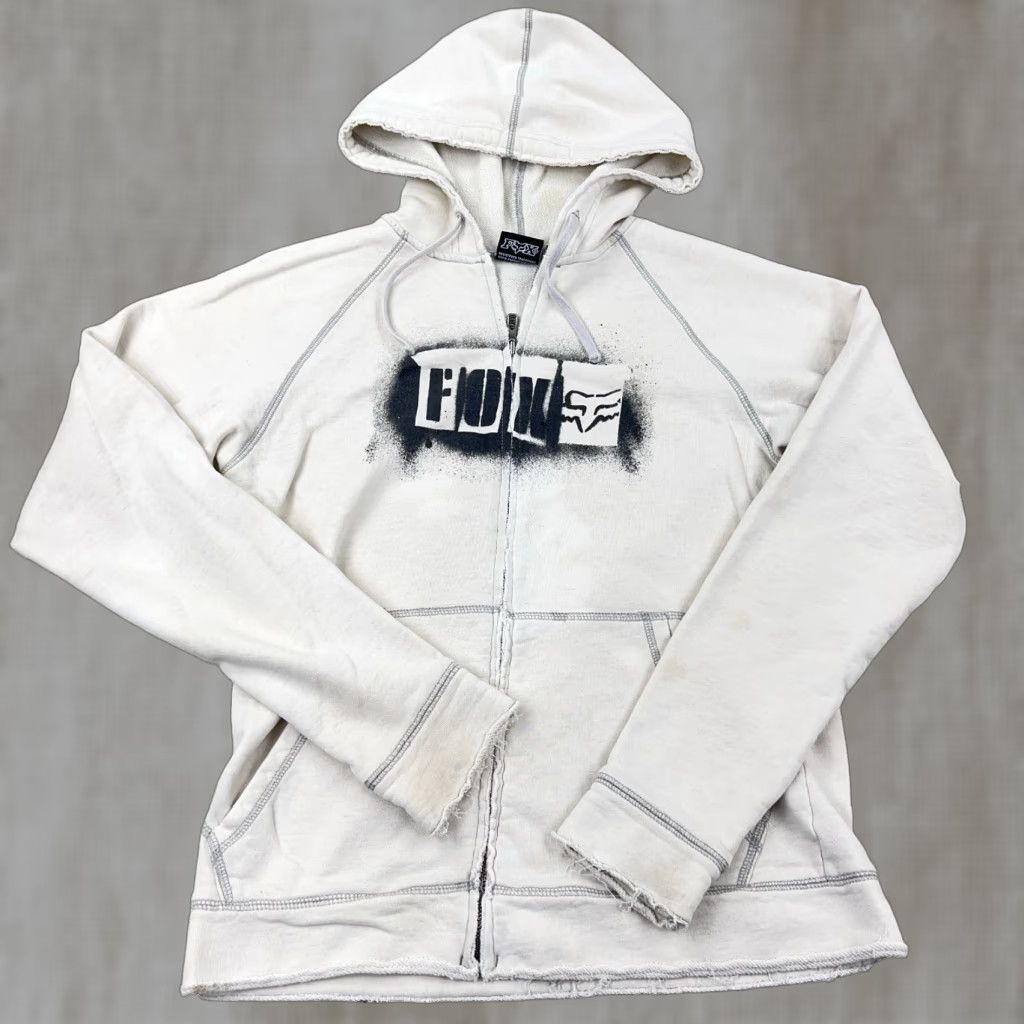 Vintage VINTAGE Fox Hoodie Women S White Full Zip Sweatshirt Jacket Grunge Activewear Casual Size S Graphic Print Logo Size S / US 4 / IT 40 - 1 Thumbnail
