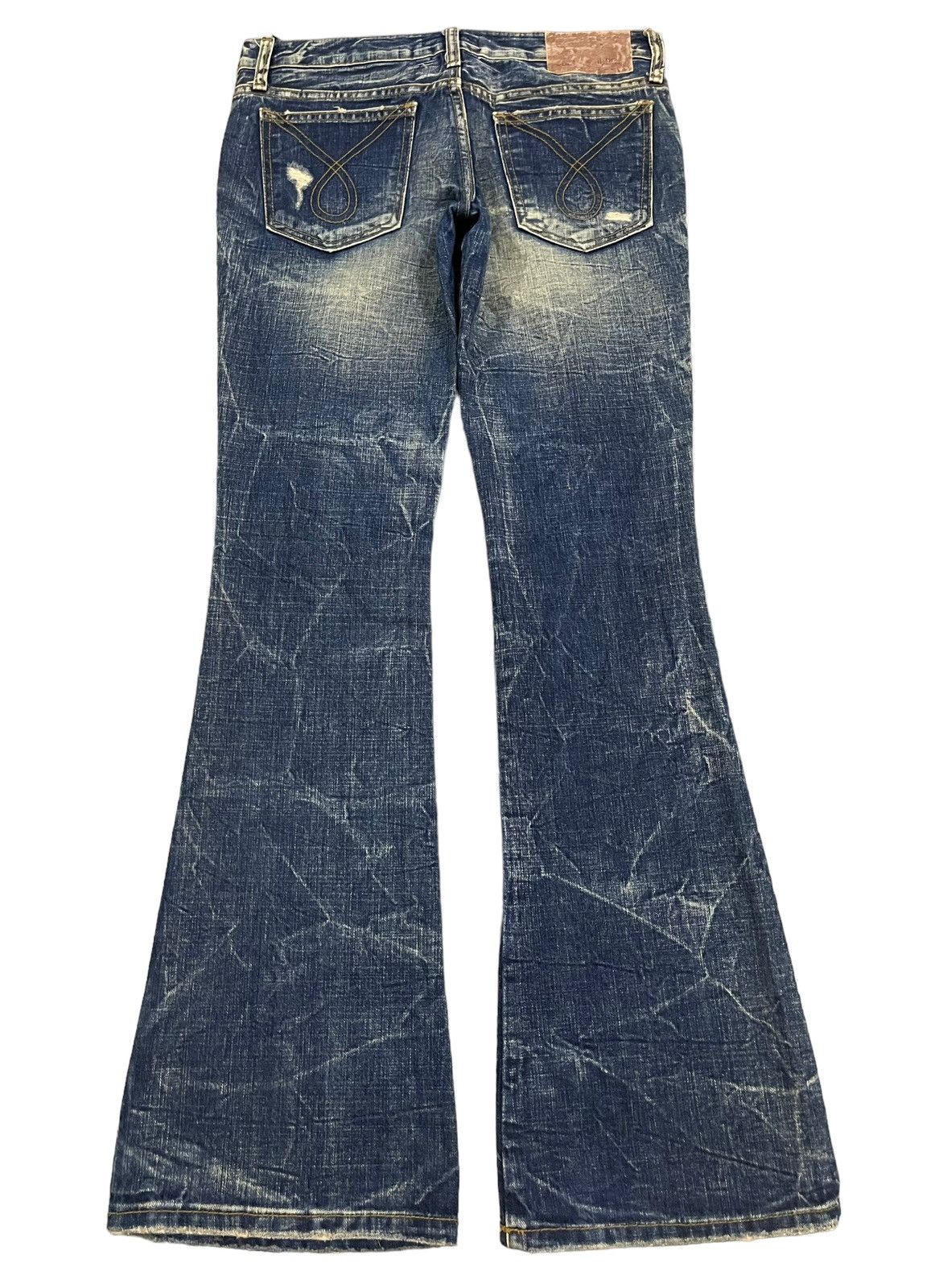 14th Addiction Vintage Japanese Brand Blue Wash Distressed Flare Jeans Size US 30 / EU 46 - 2 Thumbnail
