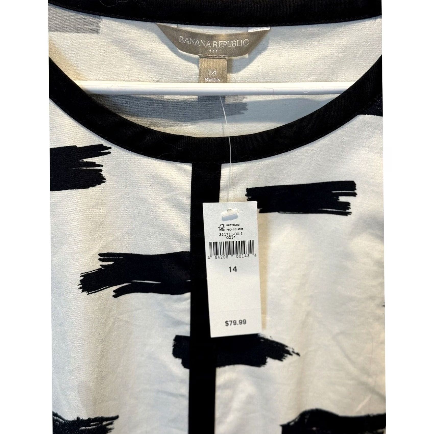 Banana Republic Banana Republic Dress Women NWT Black White Cut Out Back Pencil Sleeveless Zip 14 Small Short Open Round Neck Cotton Spandex Dress Women Size XL / US 12-14 / IT 48-50 - 3 Thumbnail