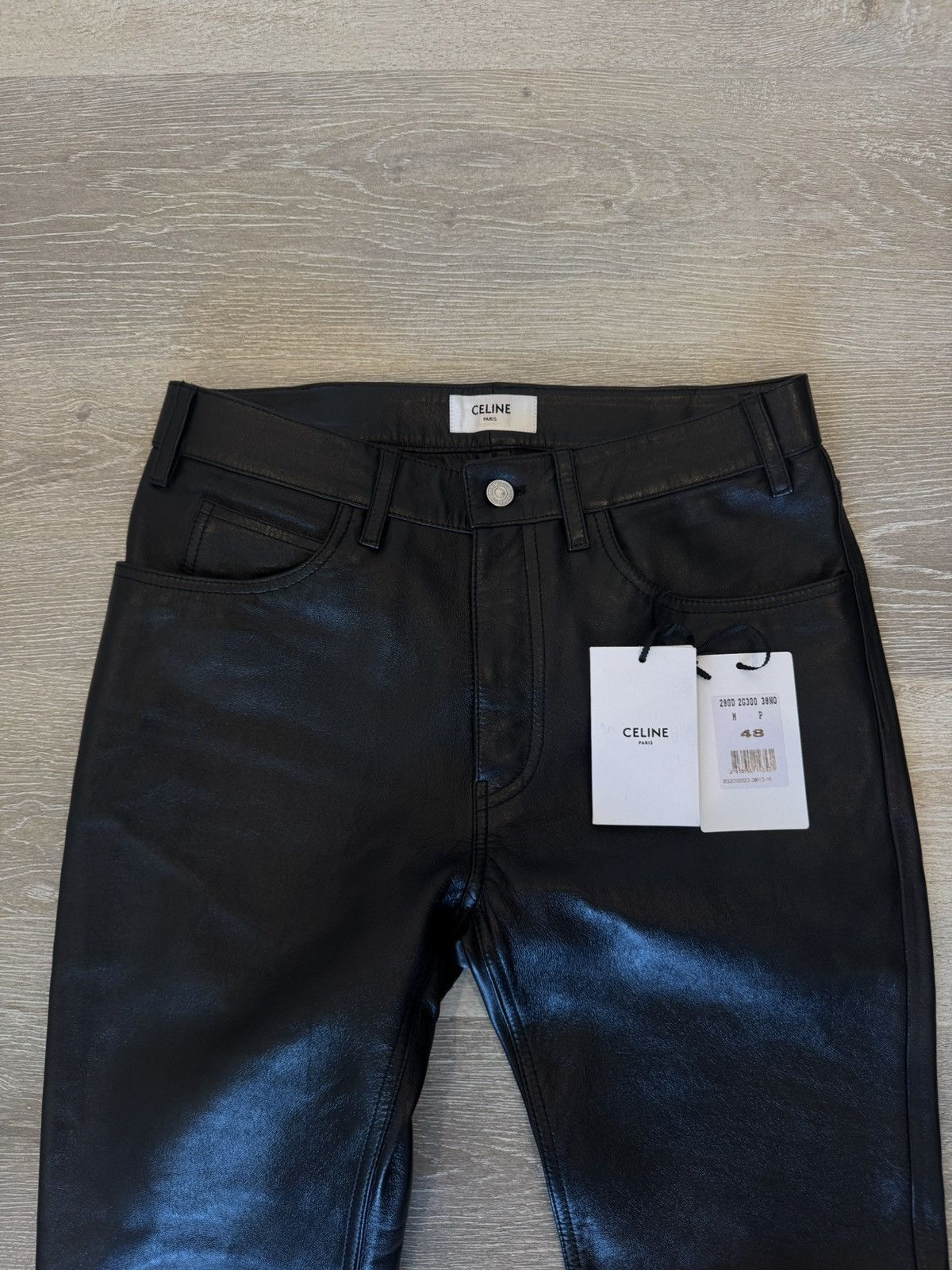 Celine Celine Black Lamb Leather Lou Straight Leg Pants Size US 29 - 12 Thumbnail