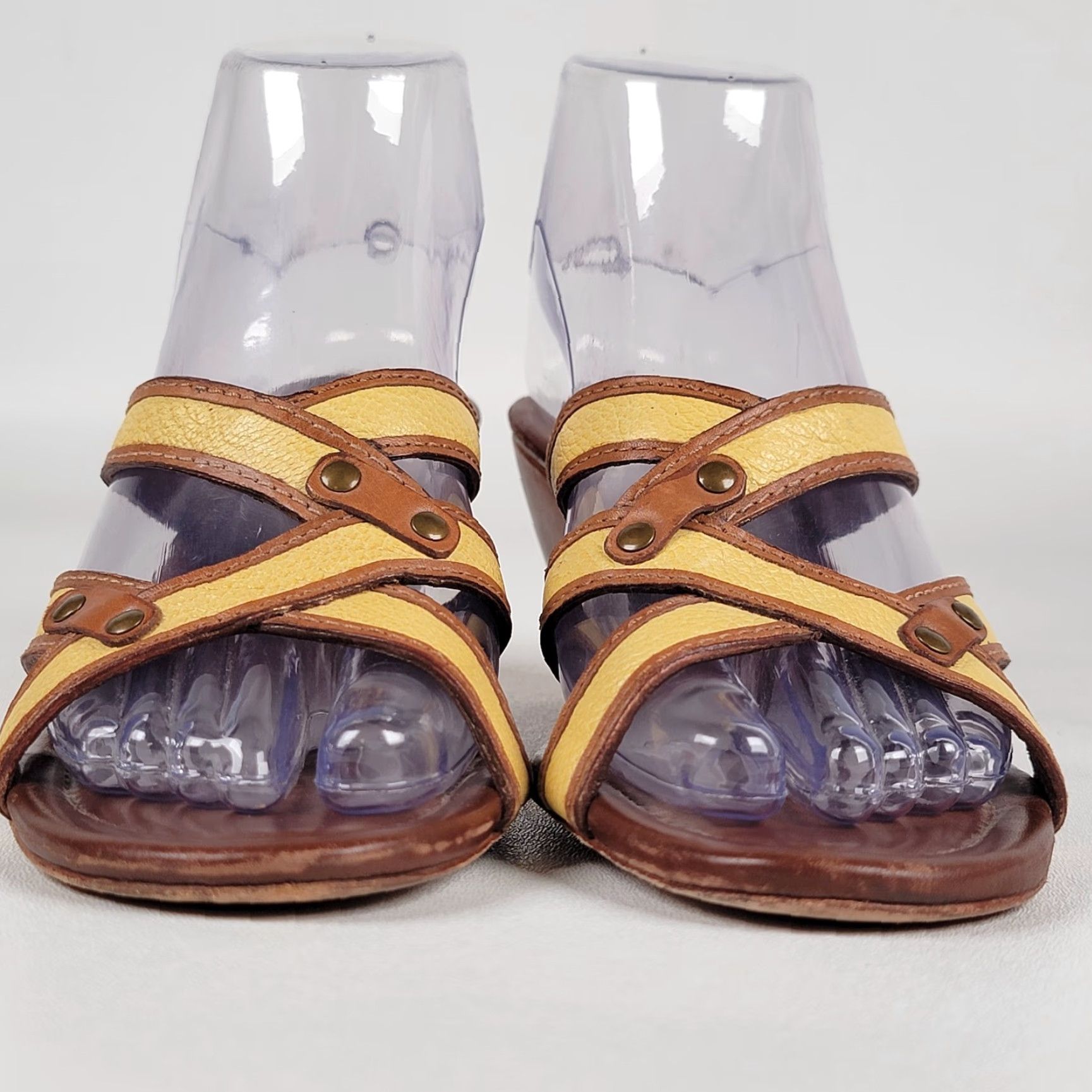 Cole Haan Cole Haan Wedge Heel Slides Sandal Women Size 6 Tan Yellow Two Tone Leather Cushioned Slip On Breathable Size US 6 / IT 36 - 3 Thumbnail