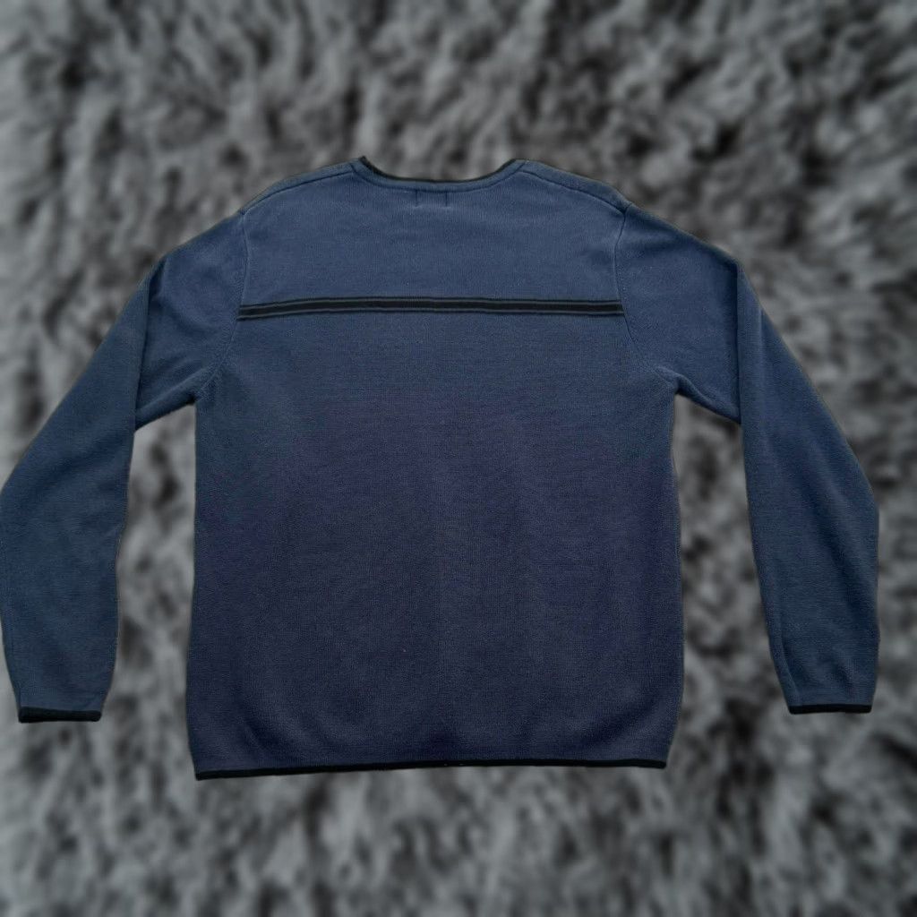 VINTAGE Geoffrey Beene Grandpa Sweater Mens Medium Blue Crew Neck Knit Pullover 90s Streetwear Grunge Regular