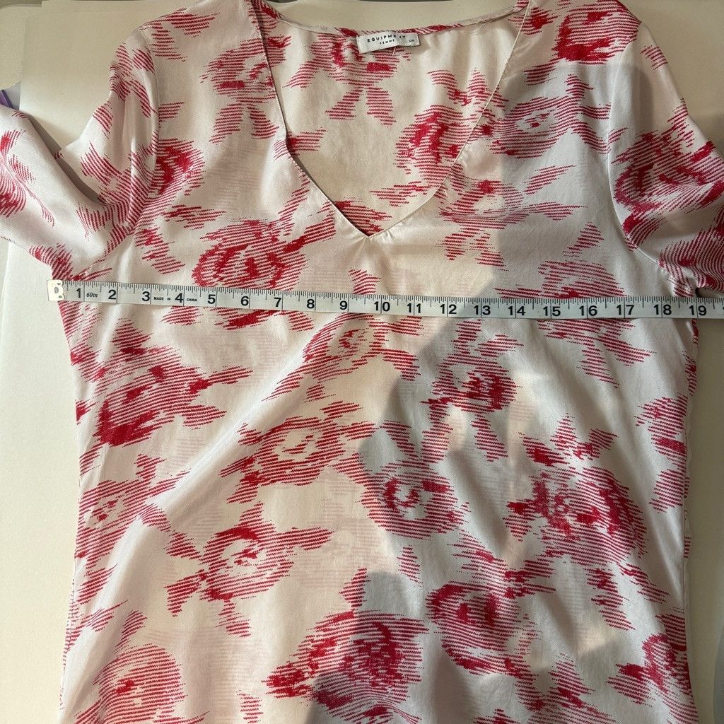 Other Equipment Femme Blouse S White Red Floral 100% Silk Designer Size S / US 4 / IT 40 - 10 Thumbnail