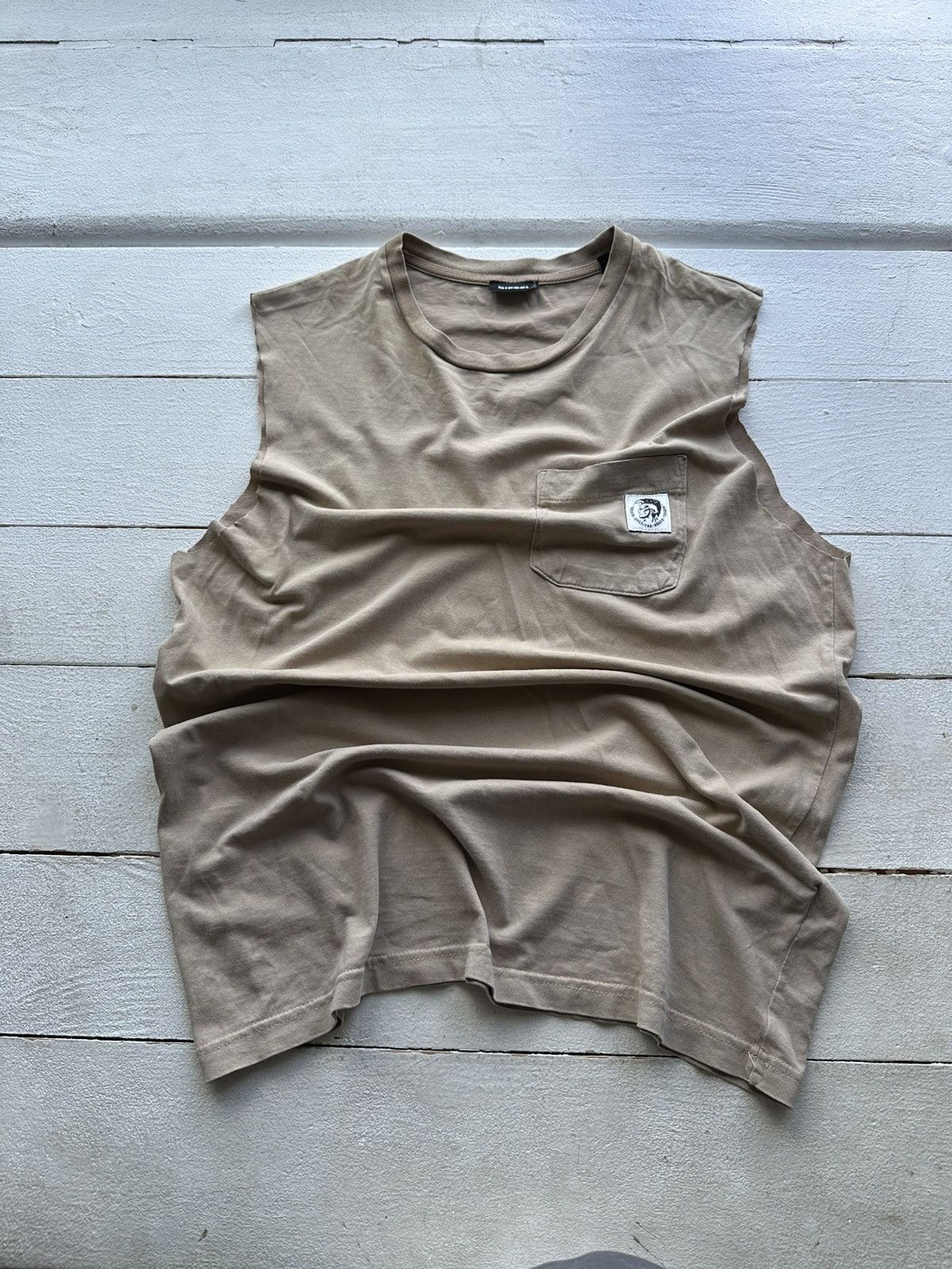 Diesel CRAZY🚨 DIESEL AVANT GARDE Y2K POCKET TANK TOP MEN BEIGE Size US M / EU 48-50 / 2 - 1 Thumbnail
