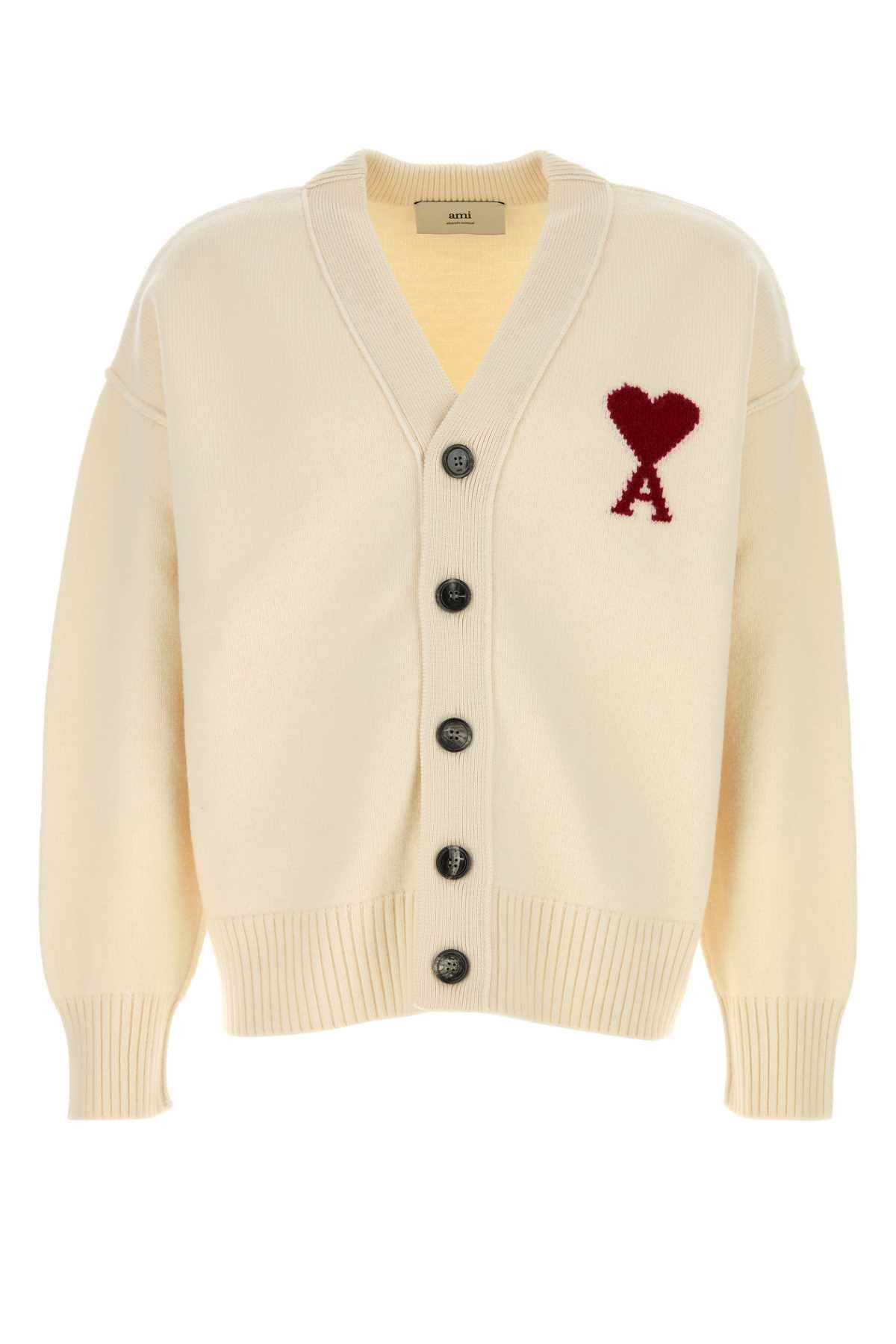AMI Ivory Wool Cardigan Size US XL / EU 56 / 4 - 1 Thumbnail