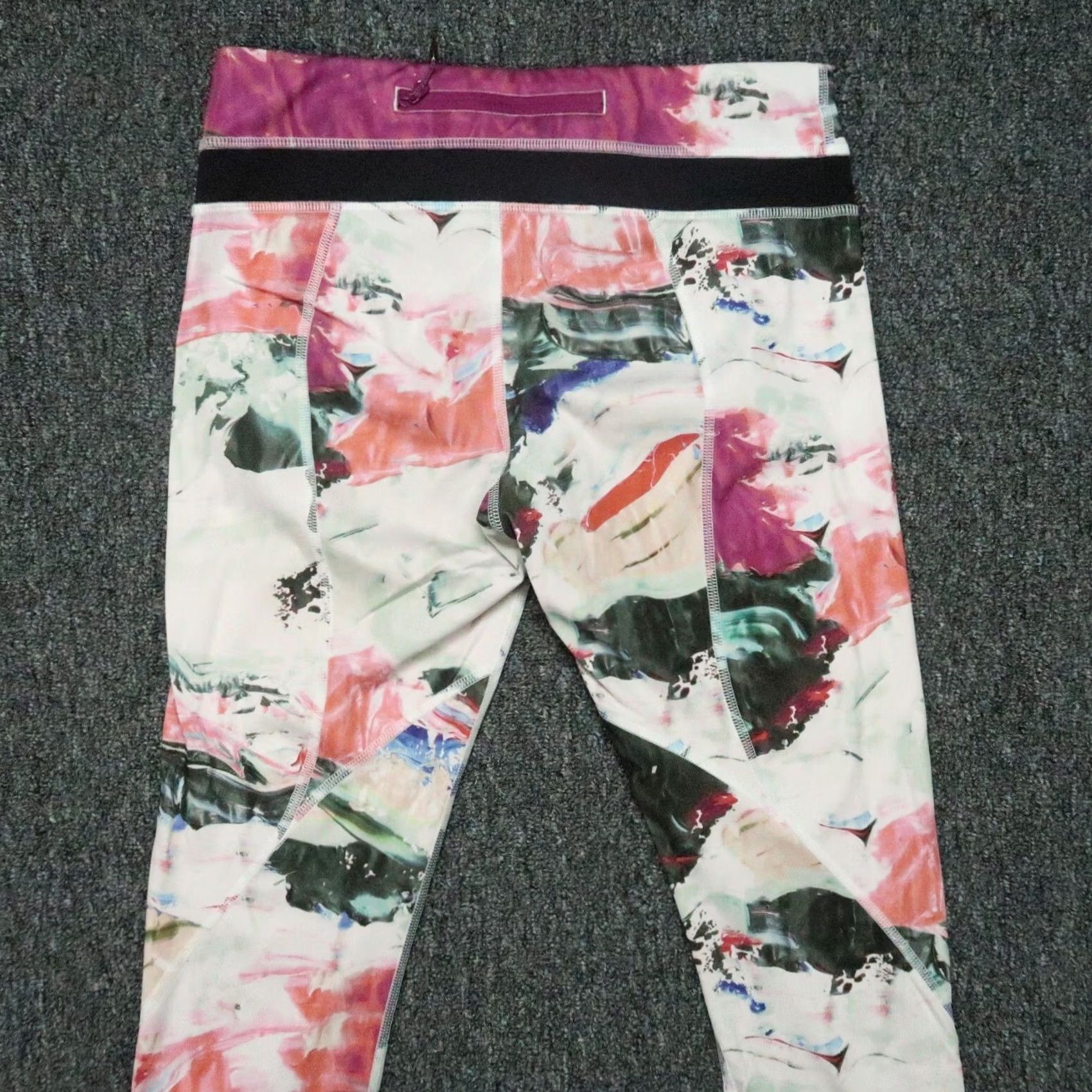 Lululemon Lululemon Womens 6 White Pink Run Inspire Crop II Colorful Zip Pocket Yoga Leggings Size 28" / US 6 / IT 42 - 3 Thumbnail