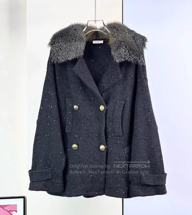 Brunello Cucinelli Brunello Cucinelli Greyish Black Cashmere Knitted Collar J Size M / US 6-8 / IT 42-44 - 1 Thumbnail