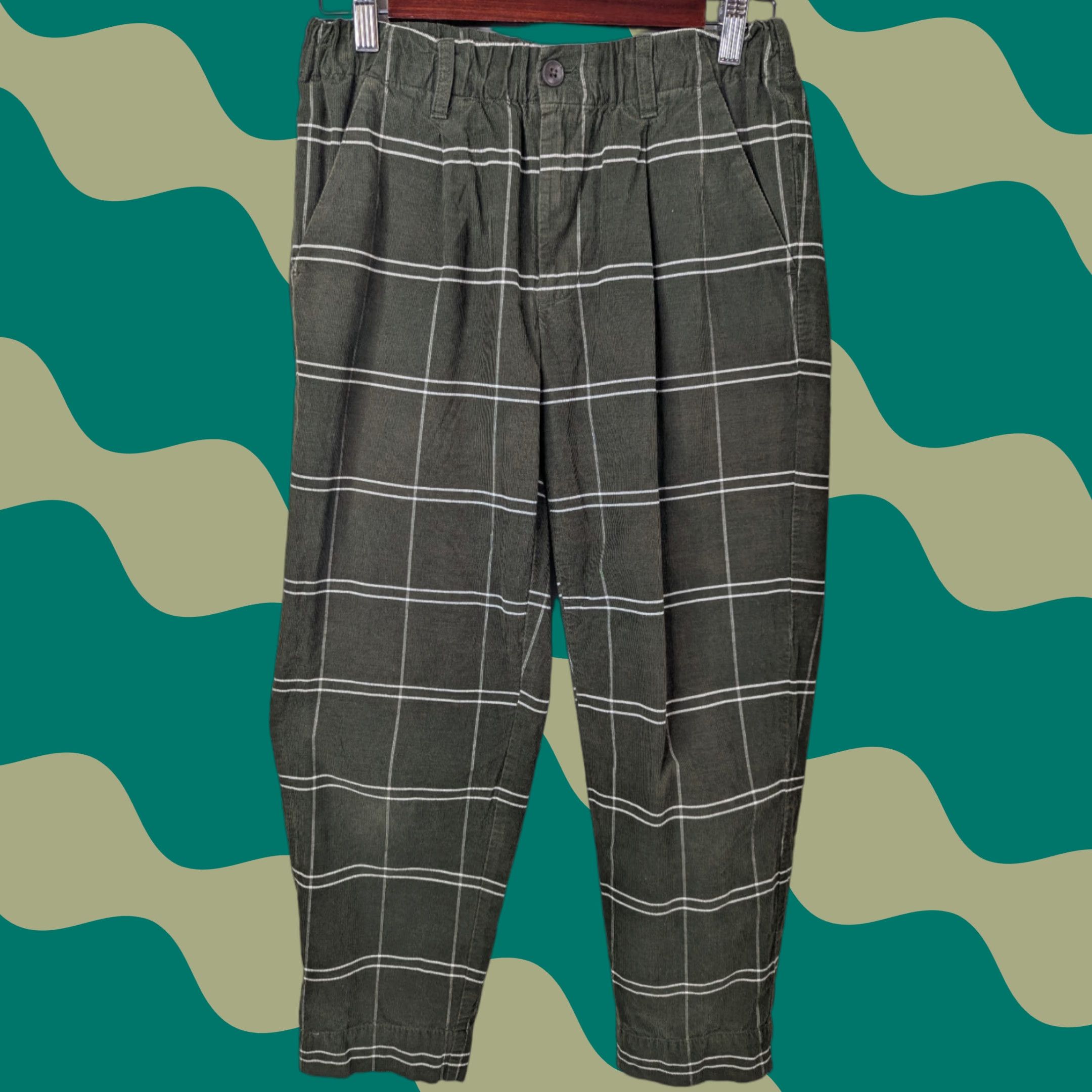 Madewell Madewell Jogger Pants Pants Corduroy Mid Rise Pull On High Rise Womens XS NC364 Green Windowpane Size 26" / US 2 / IT 38 - 1 Thumbnail