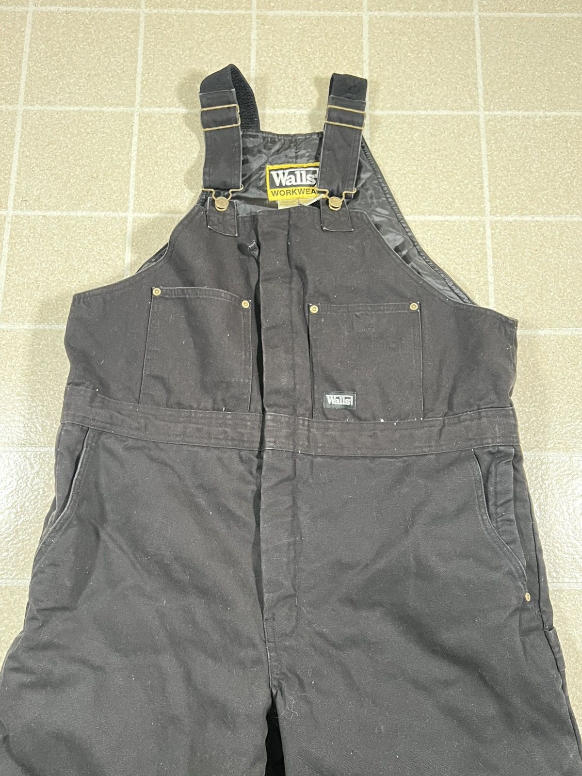 Walls Walls Overalls Mens Large Black Duck Bib Double Knee Lined Size US 40 / EU 56 - 3 Thumbnail