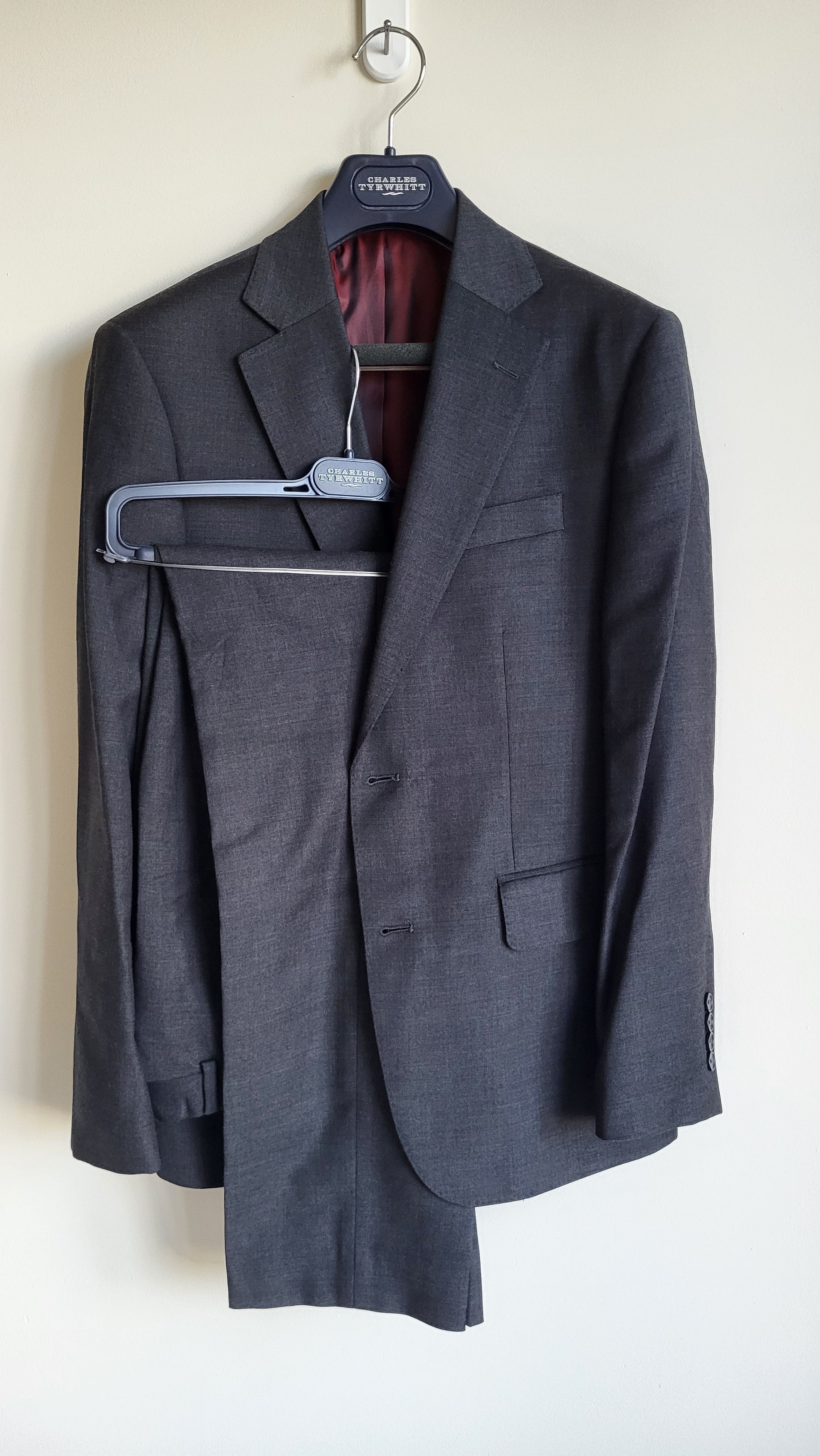 Charles Tyrwhitt NEW $599 2 Piece Super 100s Wool - Charcoal Grey Size 36S - 6 Thumbnail