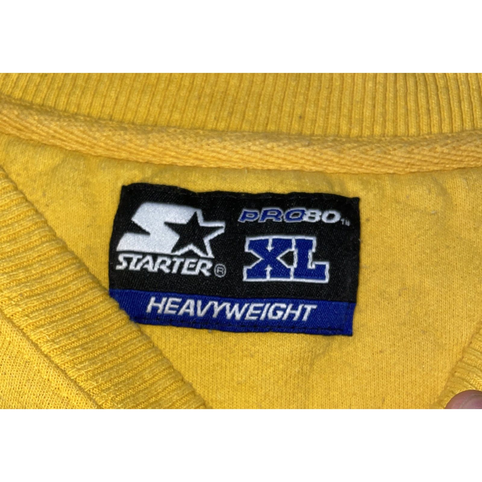Starter VINTAGE STARTER Bright Yellow Crewneck Heavy Sweatshirt XL Men’s Sweatshirt Pullover 90s Logo Embroidered Fleece Jacket Size US XL / EU 56 / 4 - 3 Thumbnail