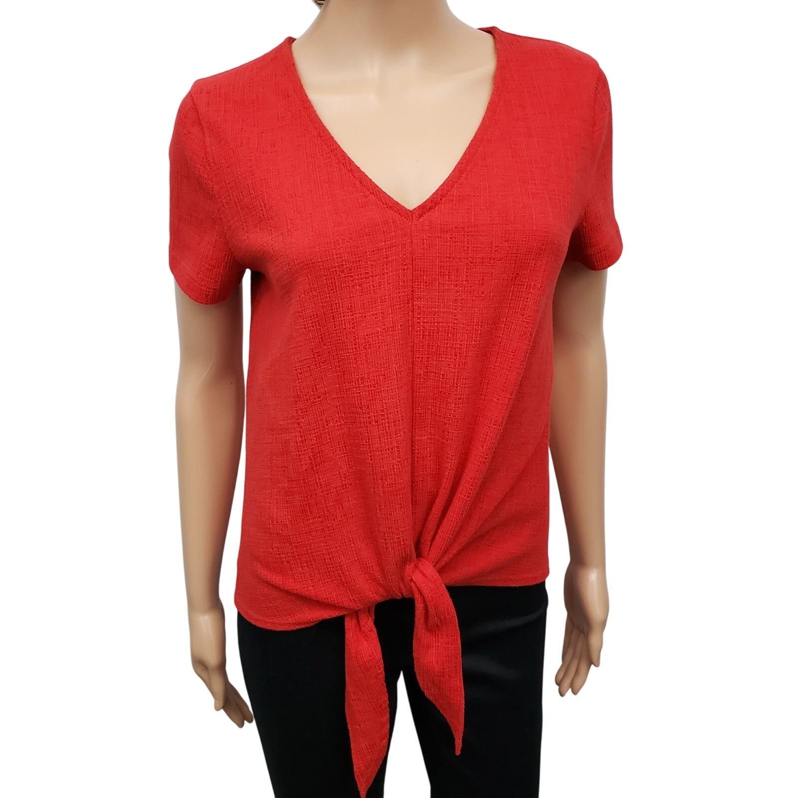 J.Crew J. Crew Tie front Textured V-neck Tee Top S Short Sleeve Size S / US 4 / IT 40 - 4 Thumbnail