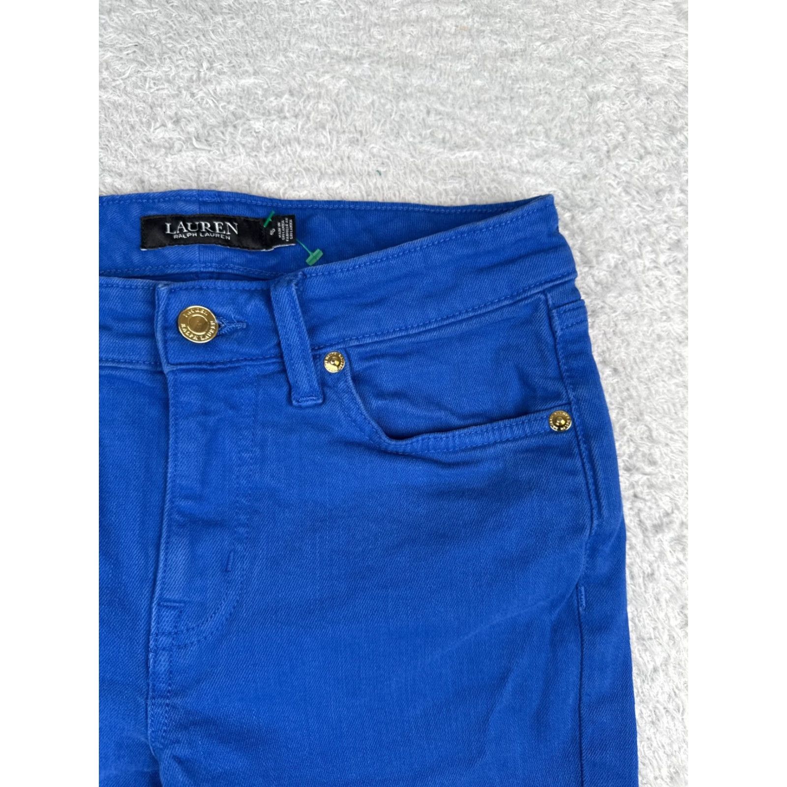 Ralph Lauren Lauren Ralph Lauren Shorts Women 4P Blue Denim 27x8 Chino 5-Pocket Regular Mid Rise 8 in Solid Button Hem Casual Travel Activewear Workwear Womens Size 27" / US 4 / IT 40 - 5 Thumbnail
