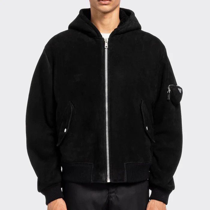 Prada o1mt1gz0924 Shearling Bomber Jacket in Black Size US S / EU 44-46 / 1 - 2 Thumbnail