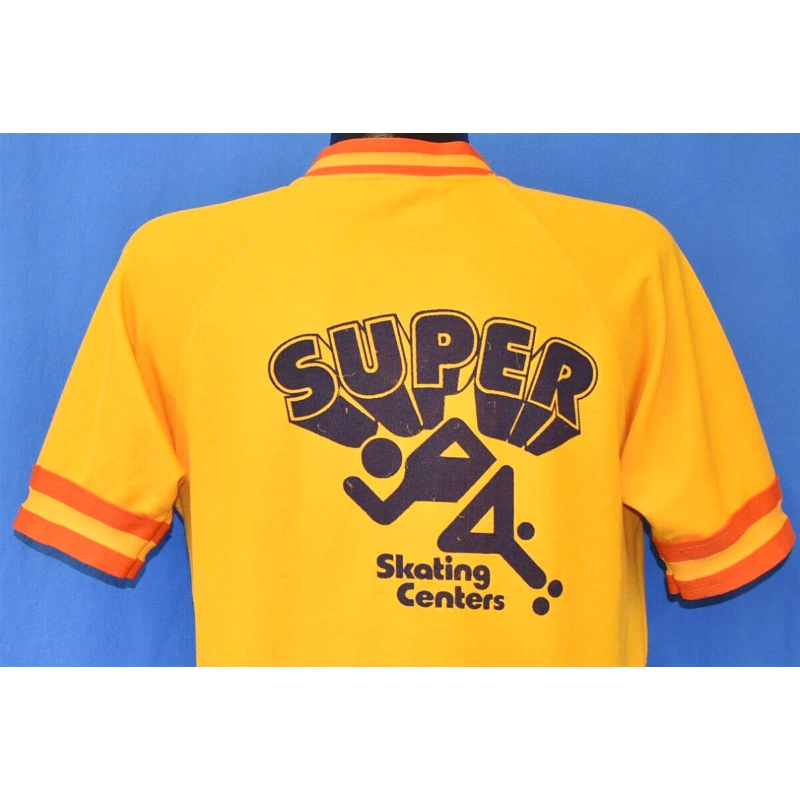 image of Vintage VTG 80's Super Skating Centers Rollerblading Florida Logo Jersey V-Neck T-Shirt S in White 