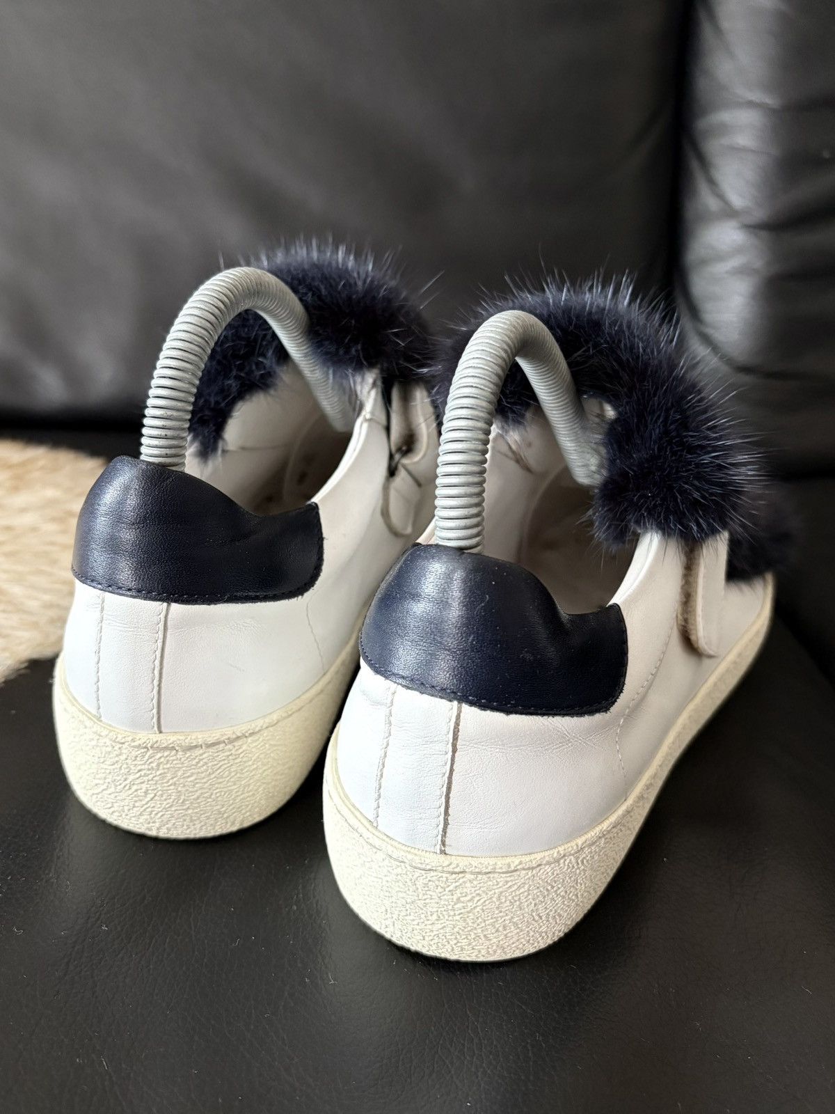 Moncler Moncler Women’s Lucie Fur Trim White Sneakers Size 37 EU HTF Size US 7 / IT 37 - 5 Thumbnail