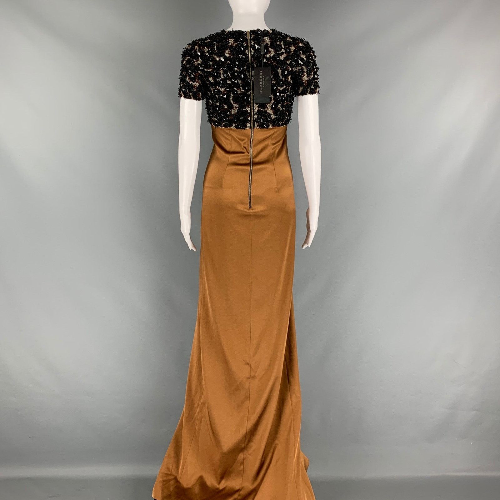 Burberry Prorsum BURBERRY PRORSUM Brown Camel Silk Evening Gown Long Dress Size XS / US 0-2 / IT 36-38 - 5 Thumbnail