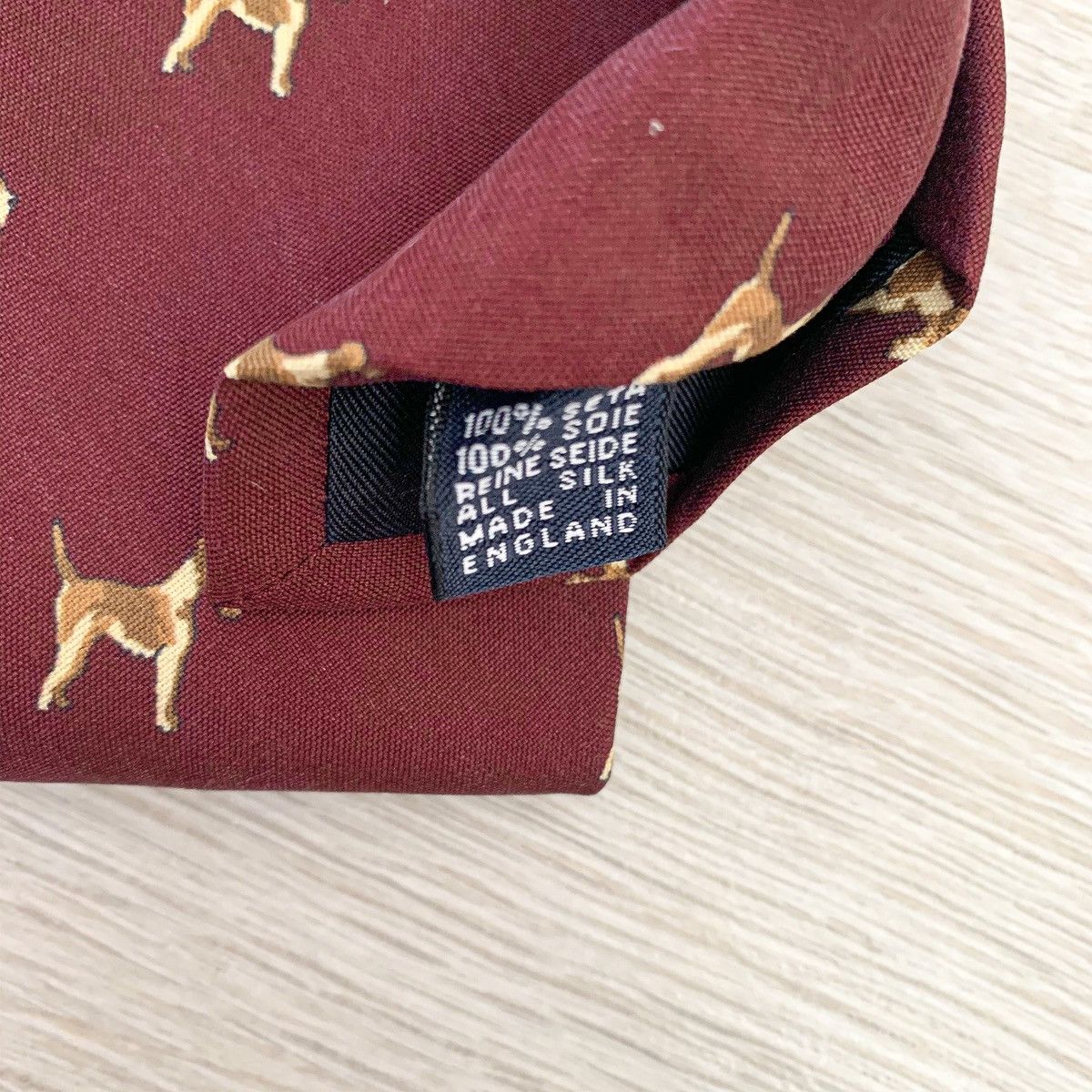 Paul Stuart Paul Stuart Burgundy Red Dog Print Print Silk Tie Size ONE SIZE - 4 Thumbnail