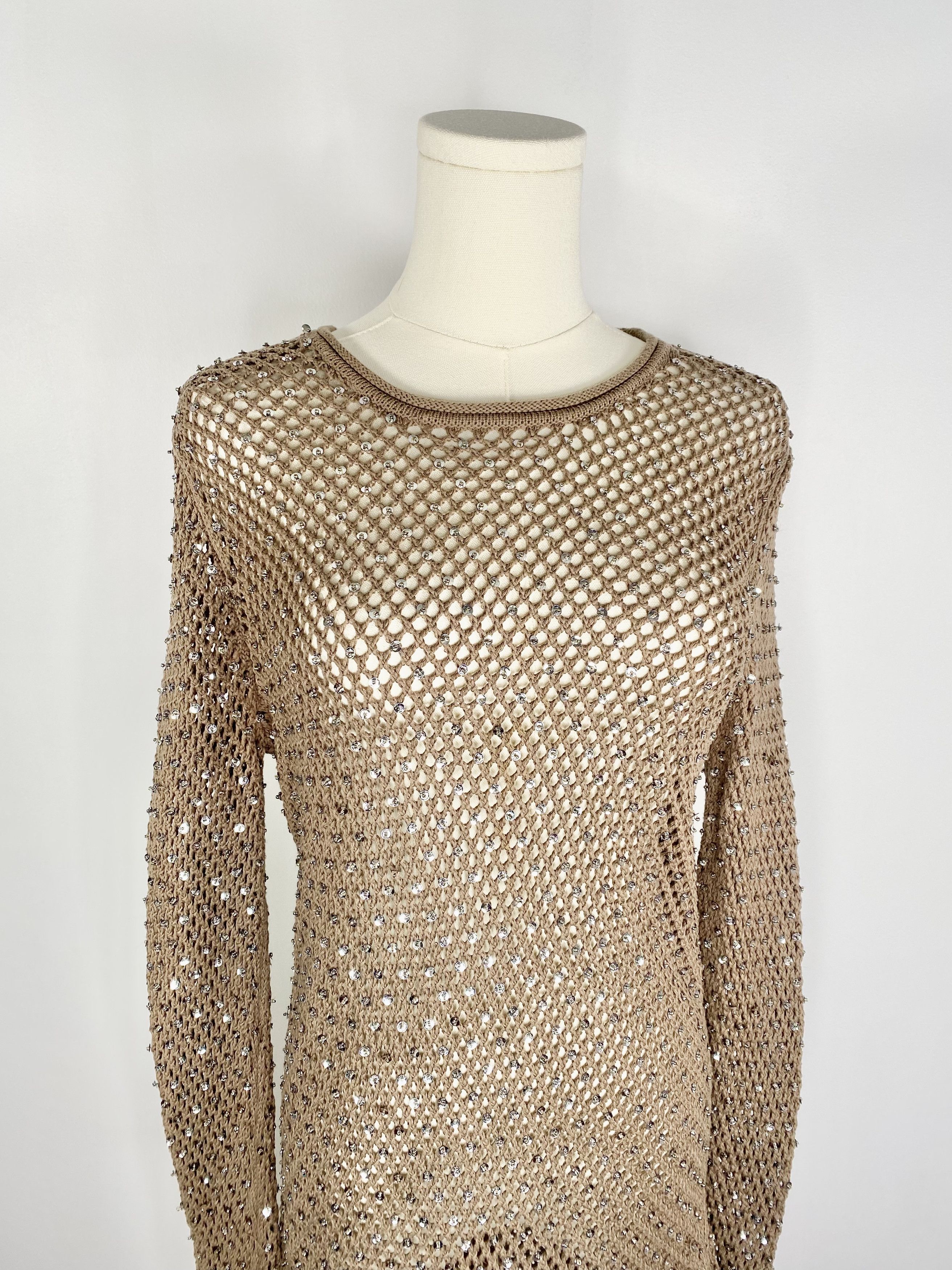Michael Kors - Brown Crochet Large Knit Sweater Dress - qrcadvogados.com.br
