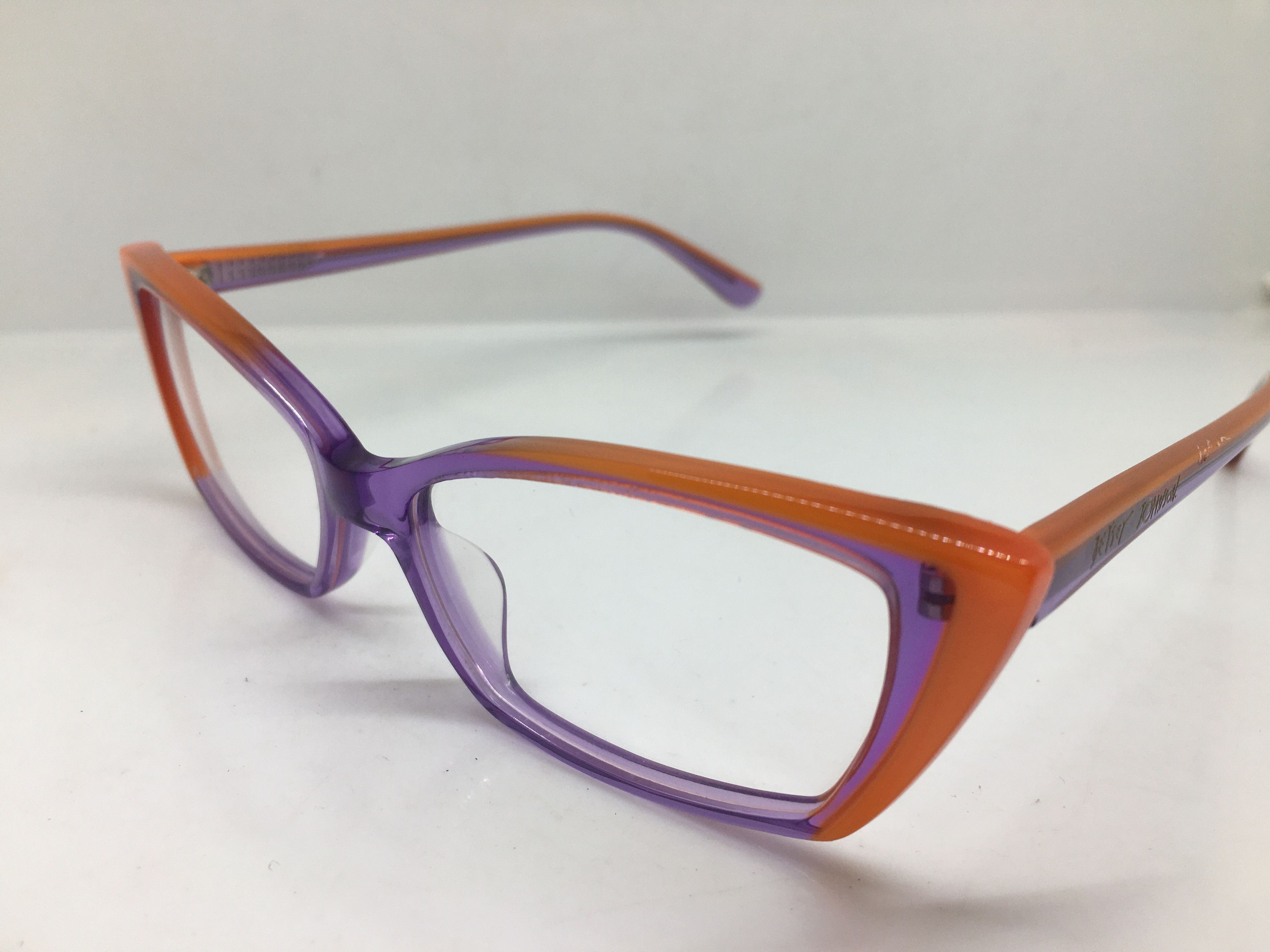 Betsey Johnson Betsey Johnson Clear Purple Orange Cat Eye Eyeglasses Size ONE SIZE - 3 Thumbnail