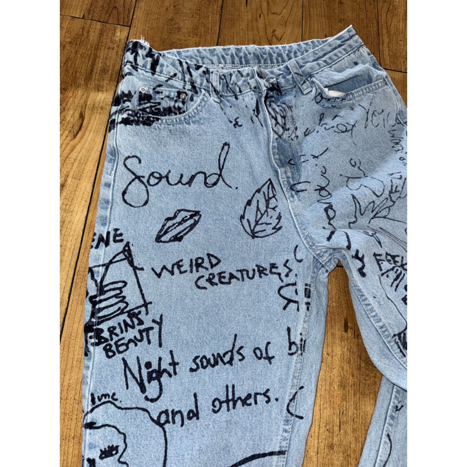 Topshop Topshop Moto Printed Denim Jeans Blue 28x30 Womens Skinny Jeans Regular 28 Denim Blue Moto Printed Size 28" / US 6 / IT 42 - 3 Thumbnail