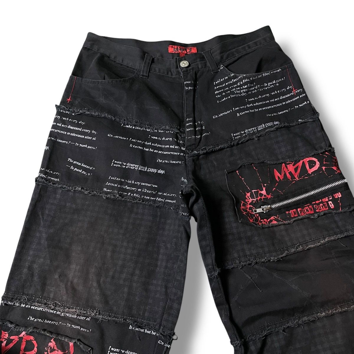 If Six Was Nine × Japanese Brand × Yasuyuki Ishii 🇯🇵☠️ MAD PUNK WORDING PATCHES SEDITIONARIES PUNK GOTHIC PANTS Size US 29 - 7 Thumbnail