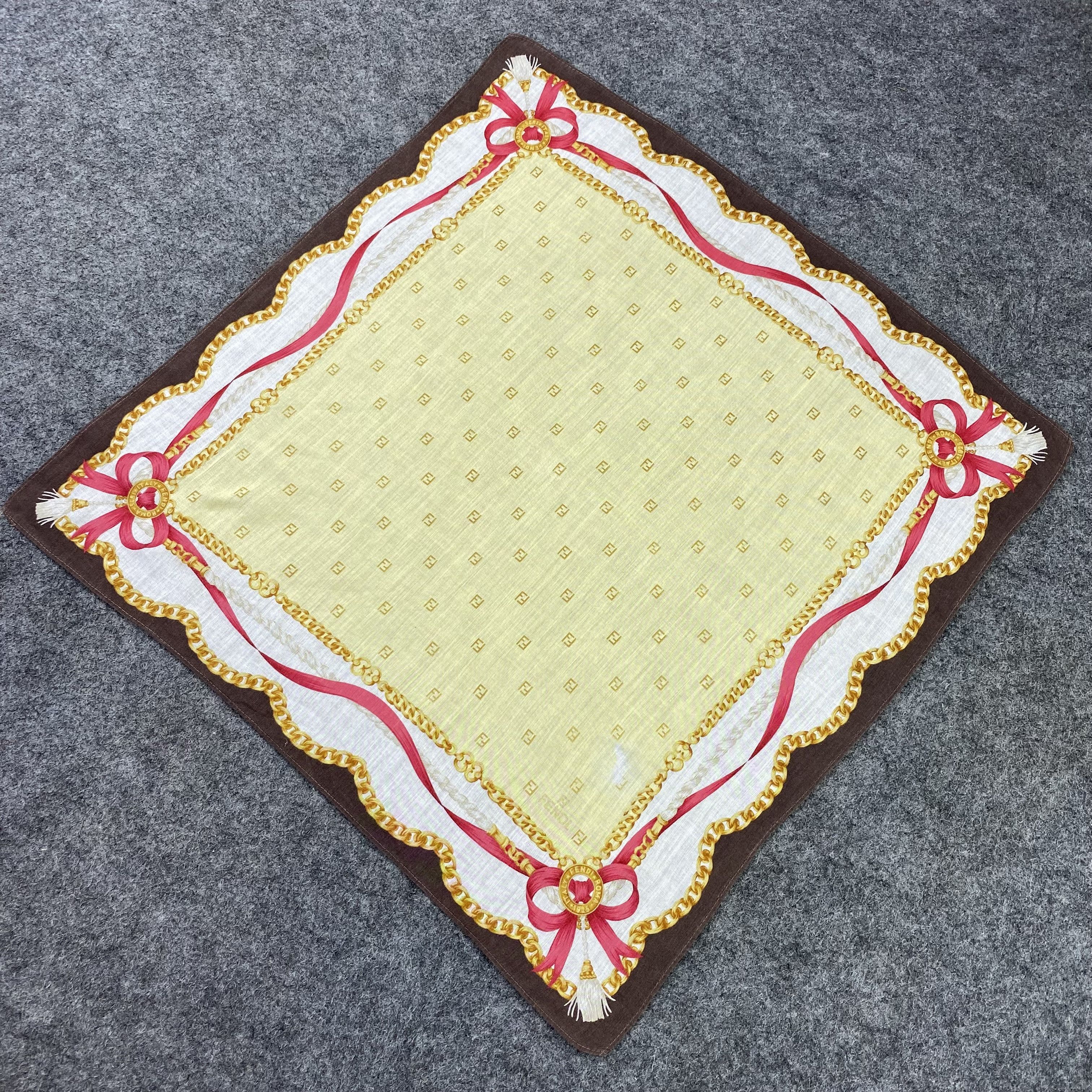 Designer Vintage Fendi Monogram Handkerchief/Bandana/Neckerchief-B753 Size ONE SIZE - 4 Thumbnail