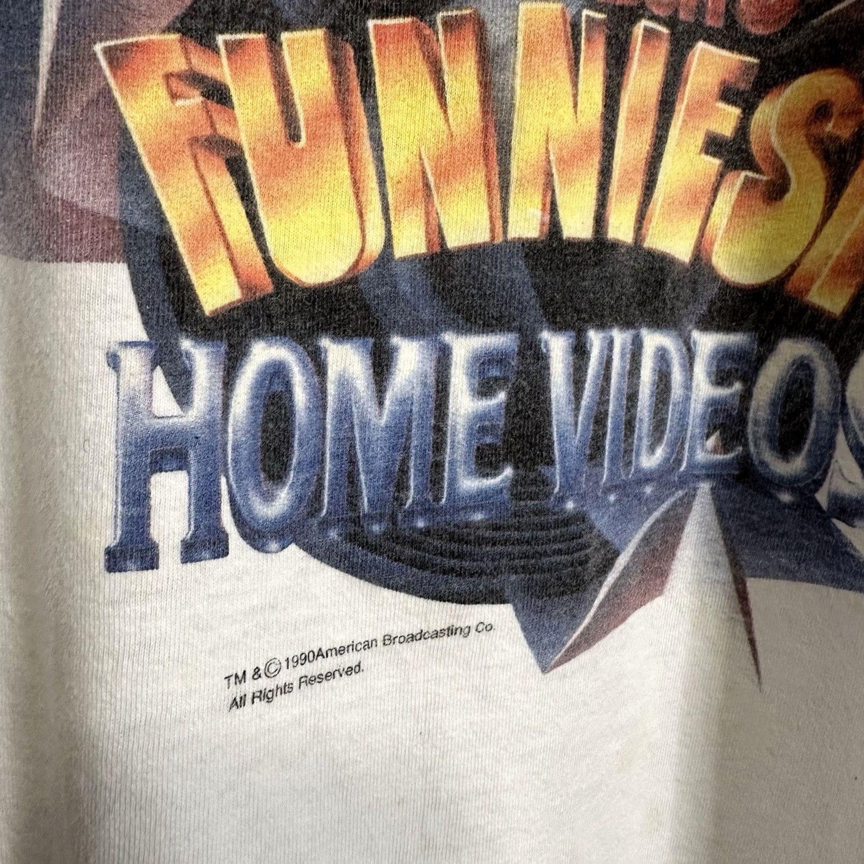 Vintage VINTAGE Oneita Americas Funniest Home Videos AFV White Tee Shirt T-Shirt 90s XL Mens Short Sleeve Crew Neck Cotton Logo 90s Funny Decade Vintage Size US XL / EU 56 / 4 - 3 Thumbnail