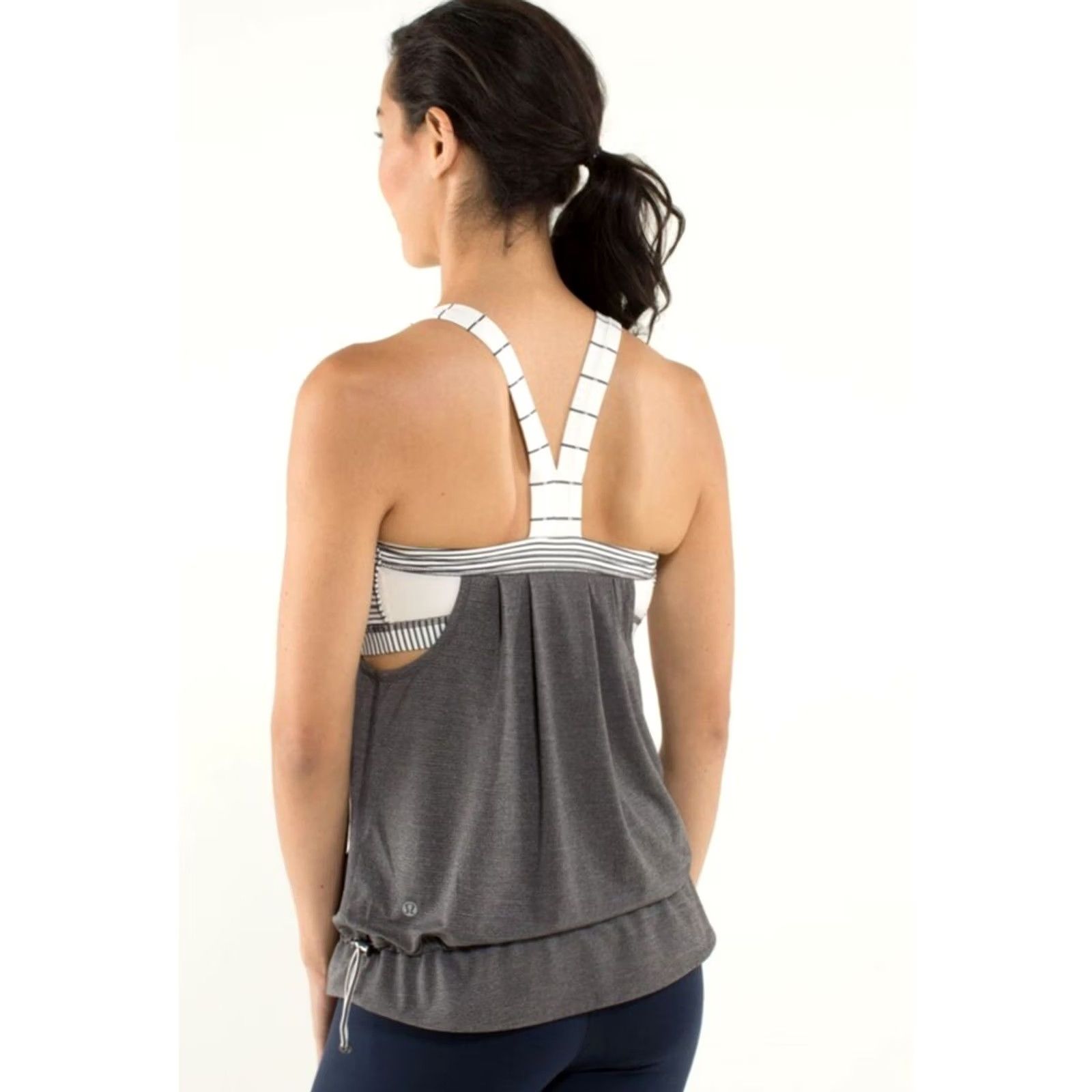 Lululemon Lululemon Rest Less Tank Shirt Women Size 6 Gray Sleeveless Racerback Light Heathered Soot Striped Size M / US 6-8 / IT 42-44 - 2 Thumbnail