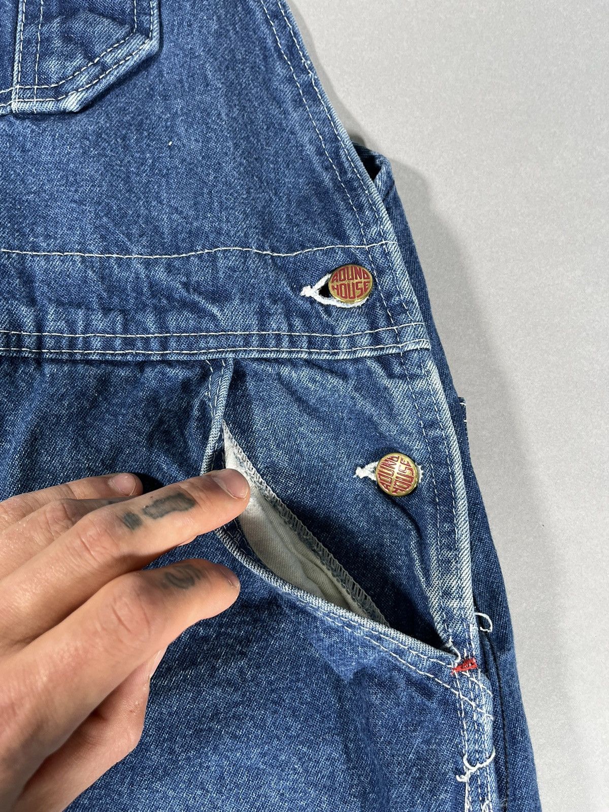 Other Rare Vintage Workers Round House Denim Overalls Size US 32 / EU 48 - 6 Thumbnail