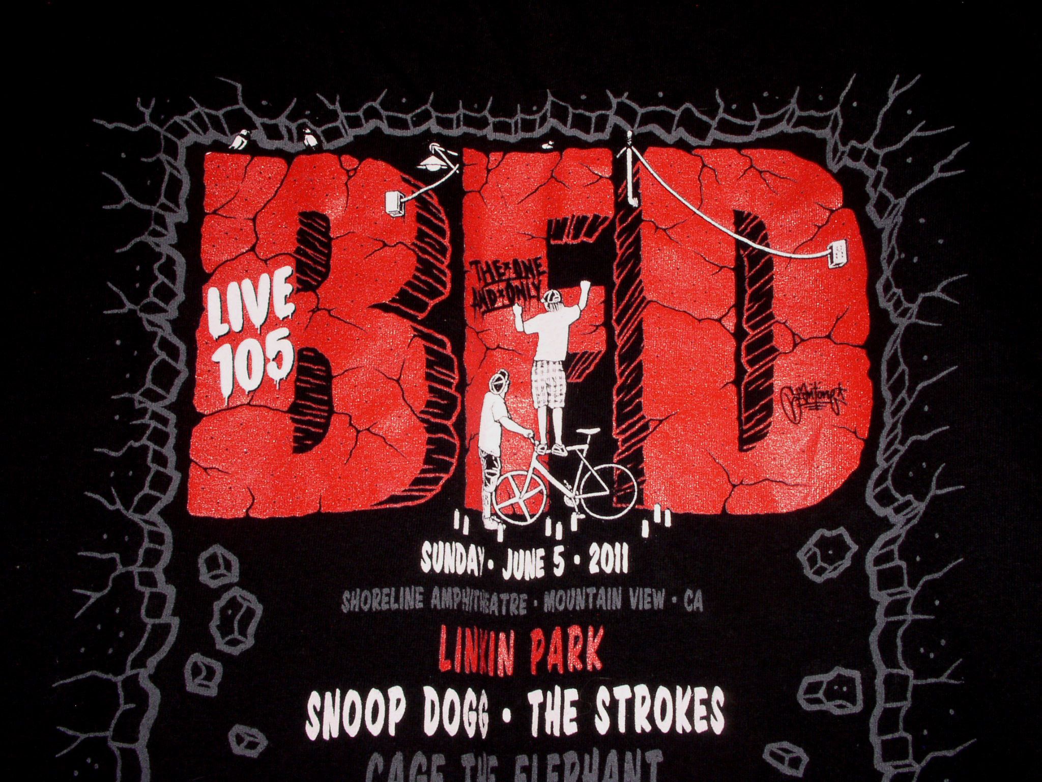 Rap Tees BFD Concert Shirt 2011 Mountain View Linkin Park Snoop Dogg Size US XL / EU 56 / 4 - 5 Thumbnail