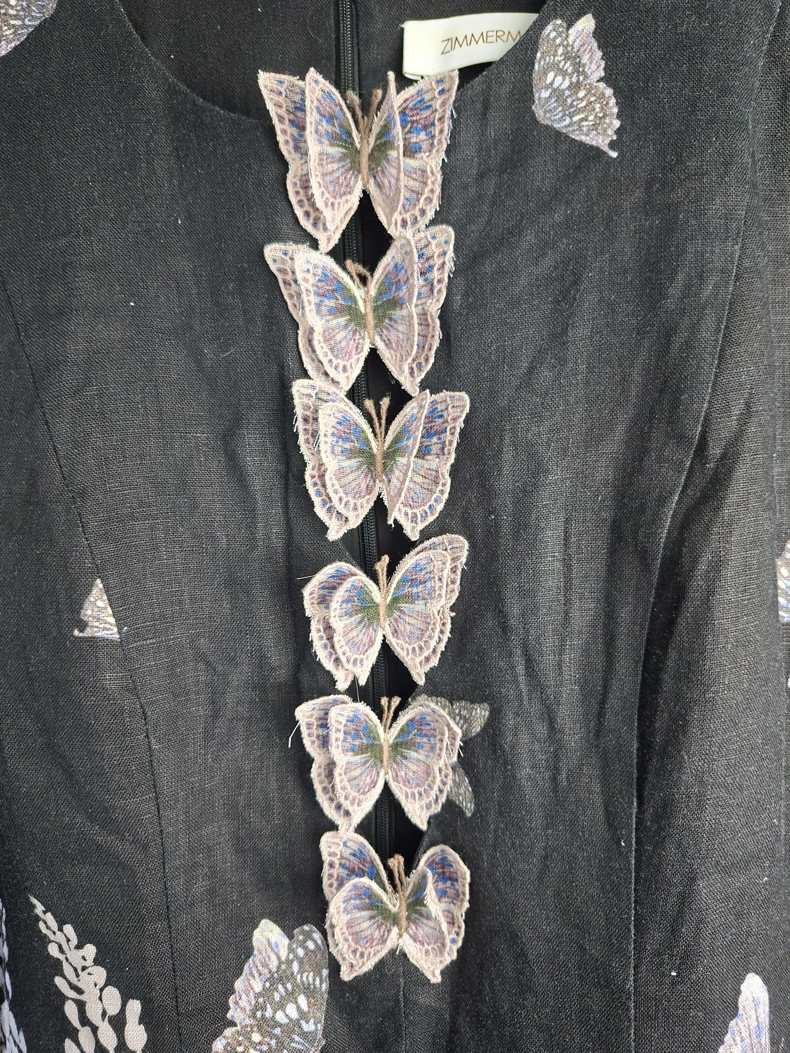 Zimmermann Zimmermann Botanica Butterfly Mini Dress Black Linen Size M / US 6-8 / IT 42-44 - 5 Thumbnail