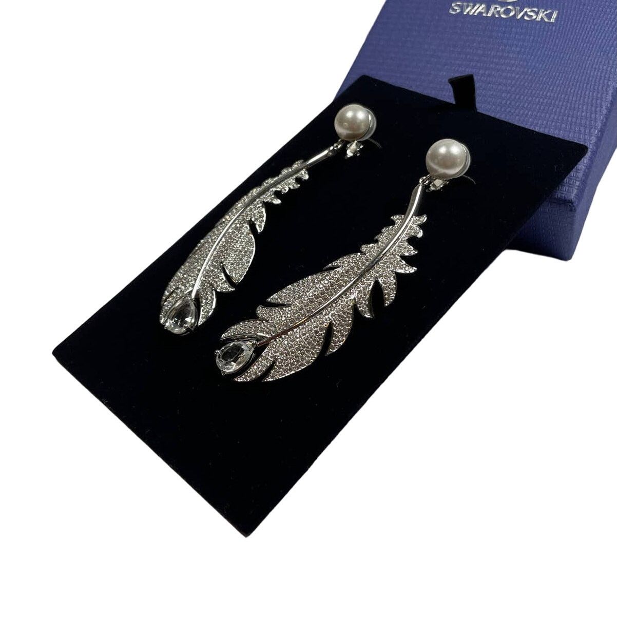 Swarovski Swarovski Nice Feather Talking Piece Clip Earrings Size ONE SIZE - 3 Thumbnail