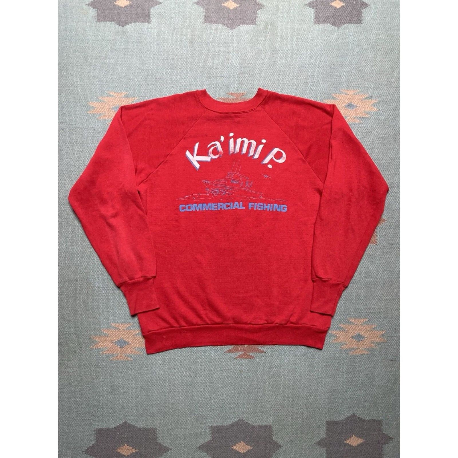 VINTAGE 80s Ka’imi P crewneck sweatshirt Navy? (red) XL Men Sweatshirt 80s