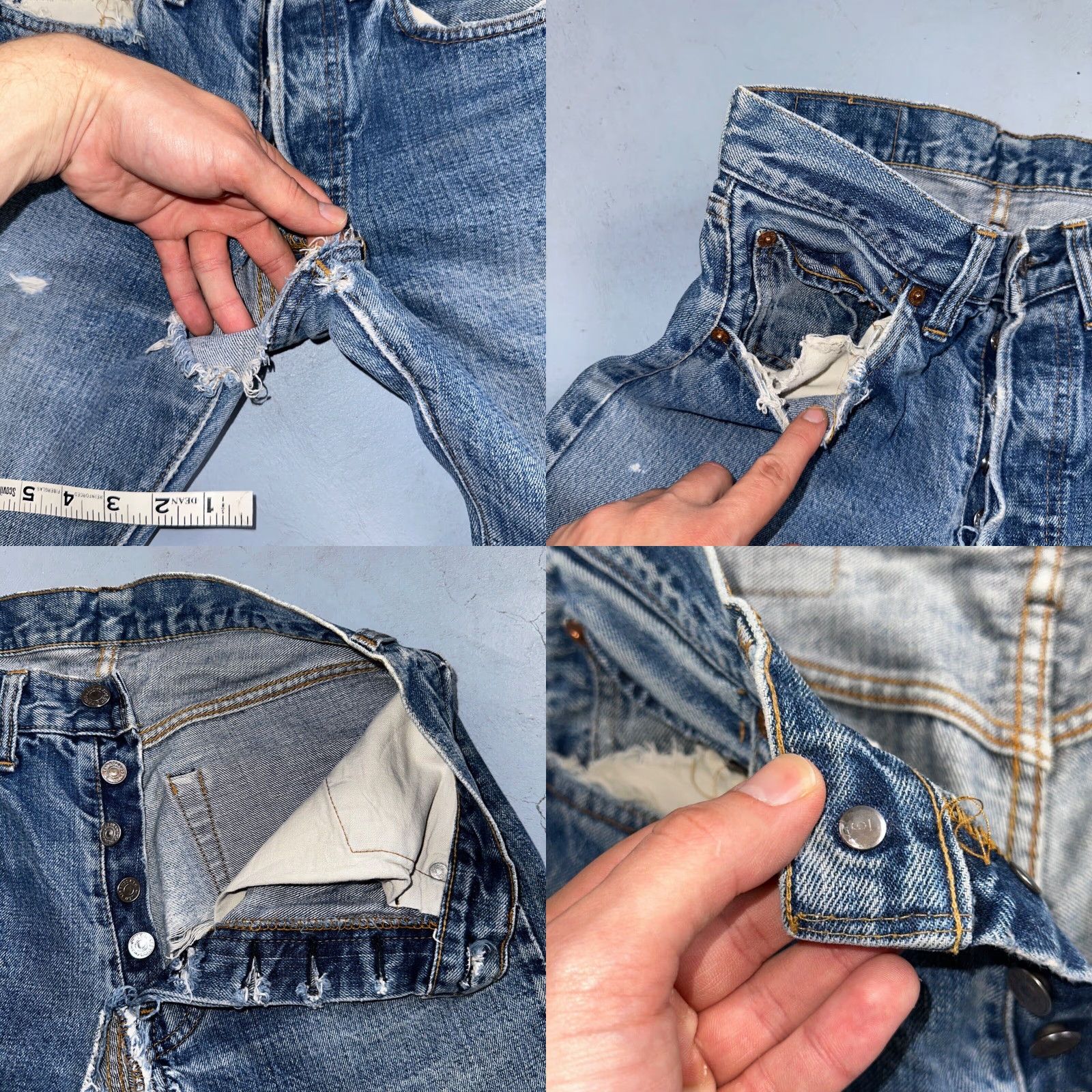 Levi's VINTAGE Levi's 501 XX Jeans 70s Redline Selvedge VTG 30x34 34 Inseam Blue Denim Distressed Button Fly Straight Mens Size US 30 / EU 46 - 8 Thumbnail
