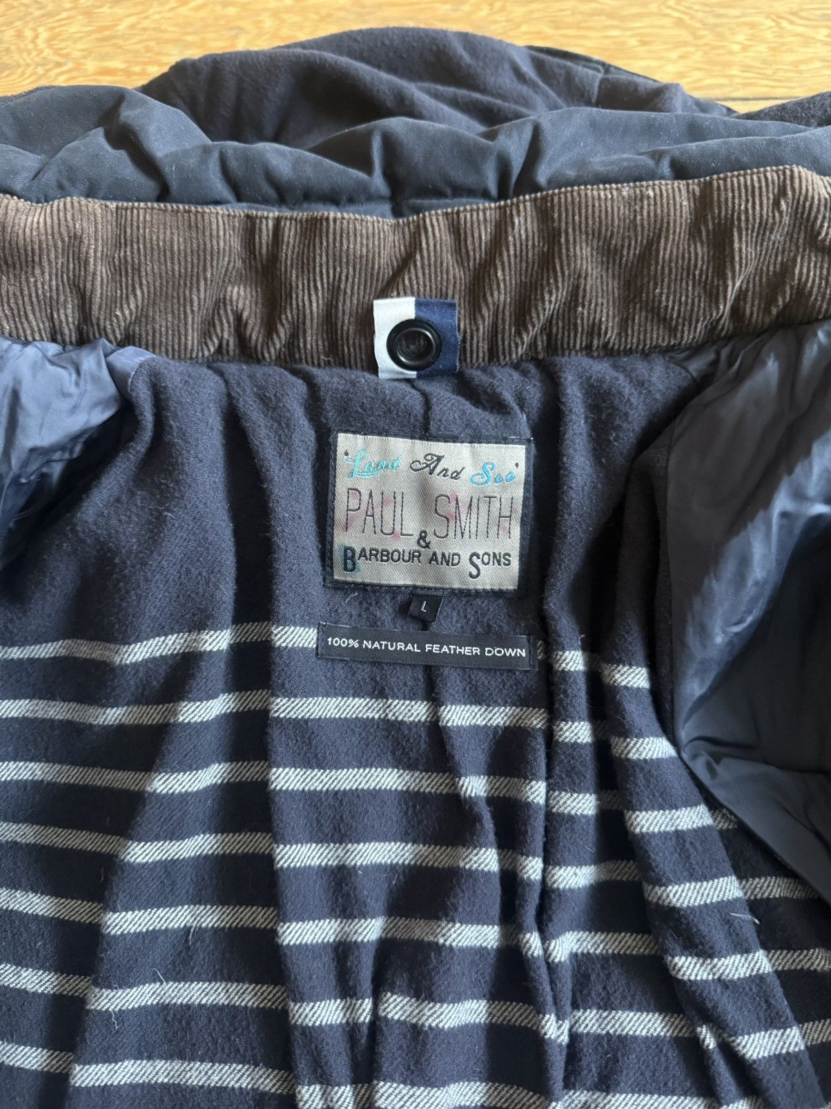 Barbour × Paul Smith Red Ear 2012 Land and Sea Paul Smith X Barbour Down Jacket Size US L / EU 52-54 / 3 - 6 Thumbnail