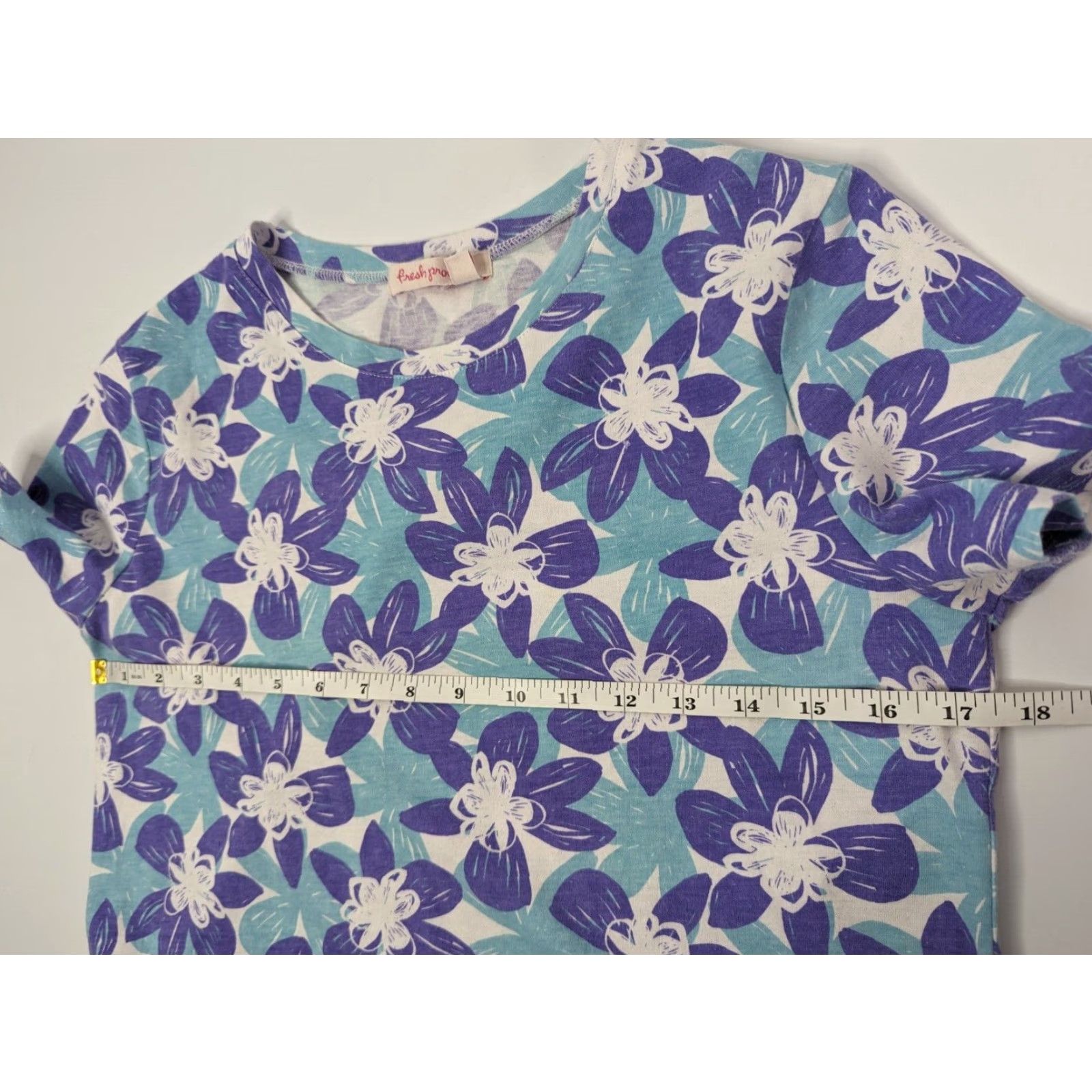 Gloverall Fresh Produce T-Shirt Floral All Over Graphic Scoop Neck Blue Cotton Tee Size M Women Size M / US 6-8 / IT 42-44 - 6 Thumbnail