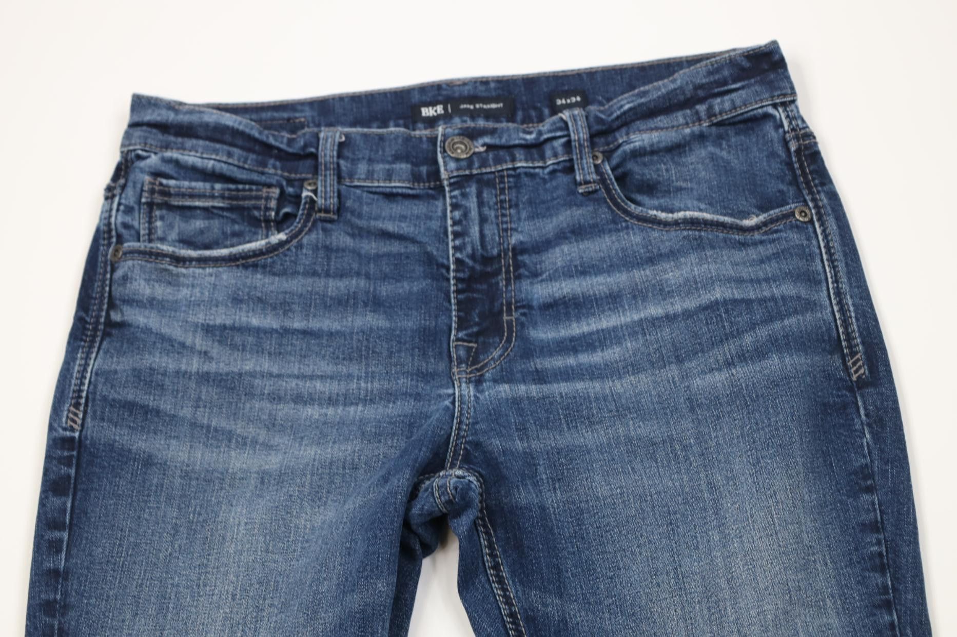 Vintage Buckle BKE Stretch Thick Stitch Straight Leg Denim Jeans Size US 34 / EU 50 - 2 Thumbnail