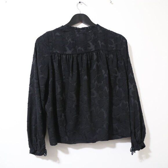 Aritzia Aritzia Wilfred Lourdes Chiffon Prairie Black Silk Blouse Size XS / US 0-2 / IT 36-38 - 5 Thumbnail