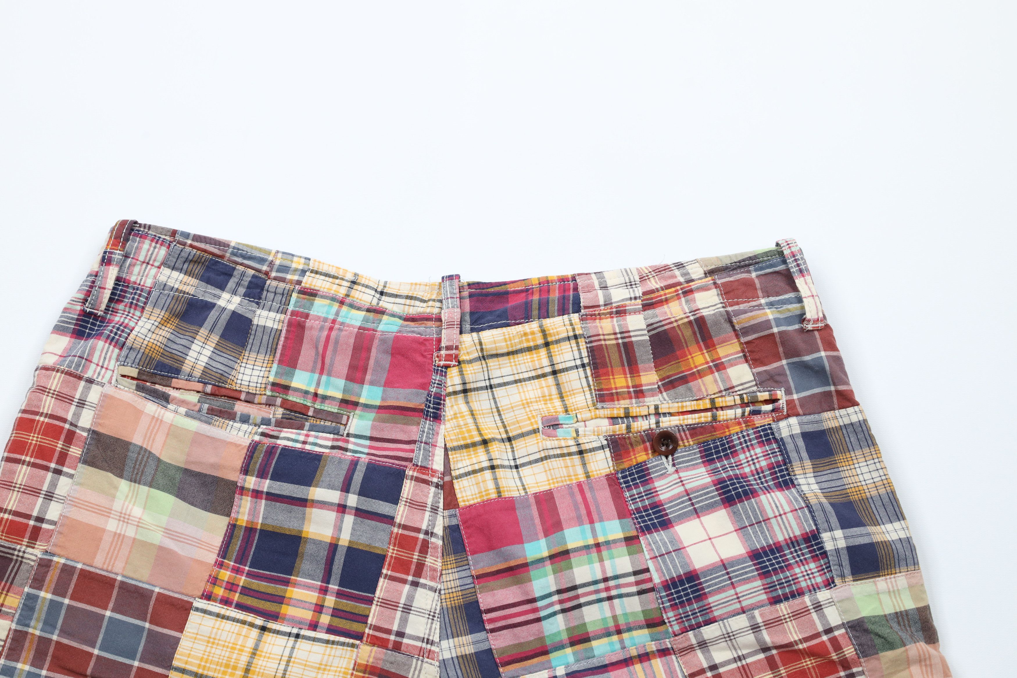 J.Crew × Vintage Vintage J Crew Patchwork Madras Plaid Chino Shorts Cotton Size US 35 - 8 Thumbnail