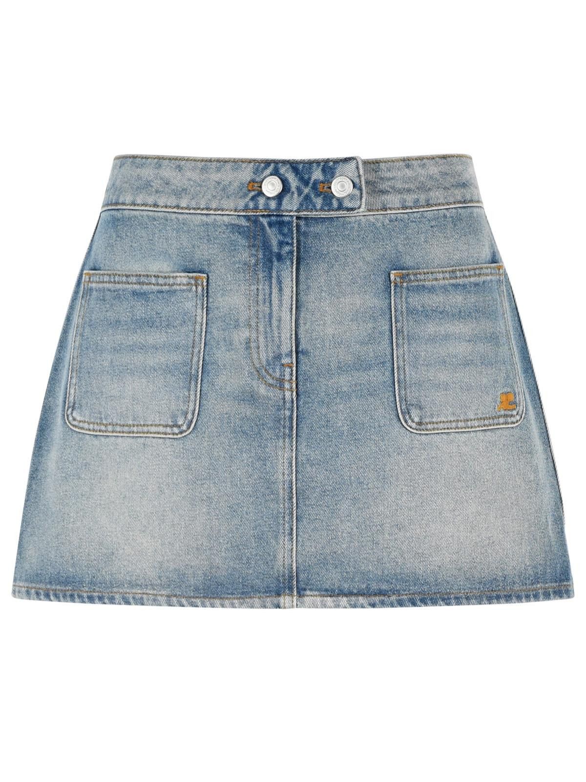 Courreges COURREGES Light Blue Cotton Denim Miniskirt Size 28" / US 6 / IT 42 - 1 Thumbnail