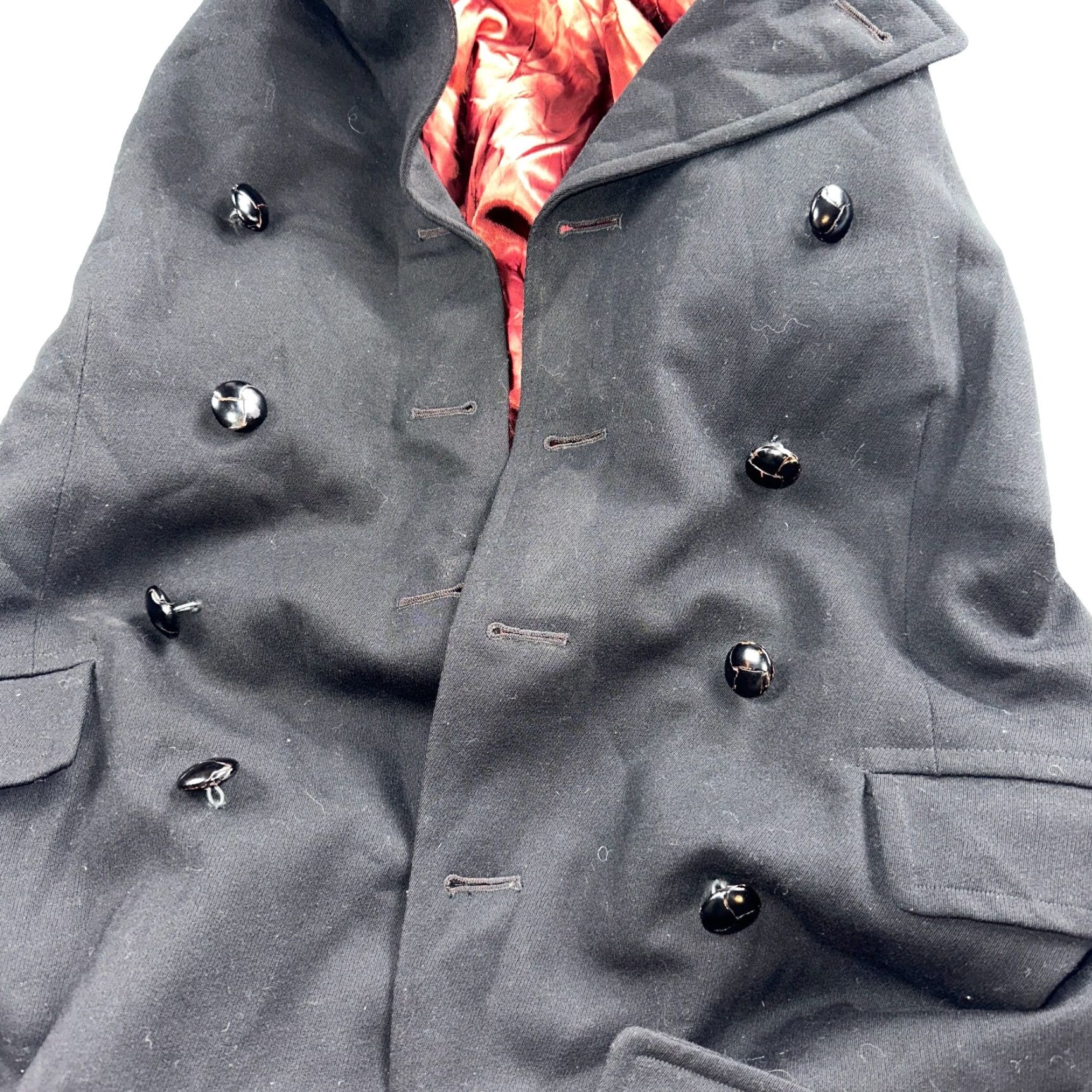 Vintage Vintage 1960s Black Wool Military Pea Coat Rockabilly 60s Double Breast Jacket Size US M / EU 48-50 / 2 - 6 Thumbnail