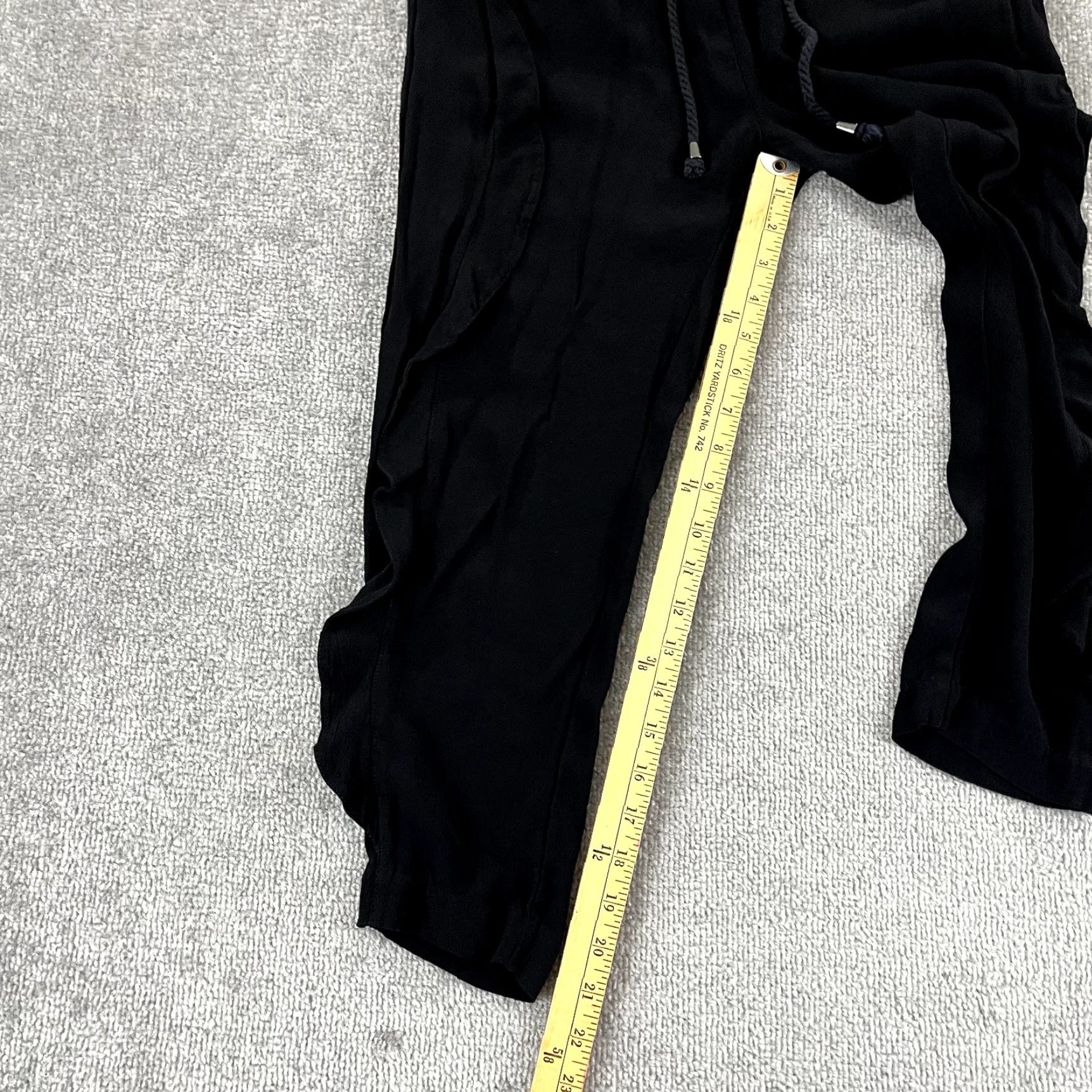 Anthropologie ANTHROPOLOGIE Pants Womens XS Black Crop Tapered Joggers Hippie Ruffled Size 26" / US 2 / IT 38 - 4 Thumbnail
