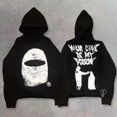 Japanese Brand Hip Hop Retro Creative Print Loose XL Hooded Sweatshirt Size US XL / EU 56 / 4 - 3 Thumbnail